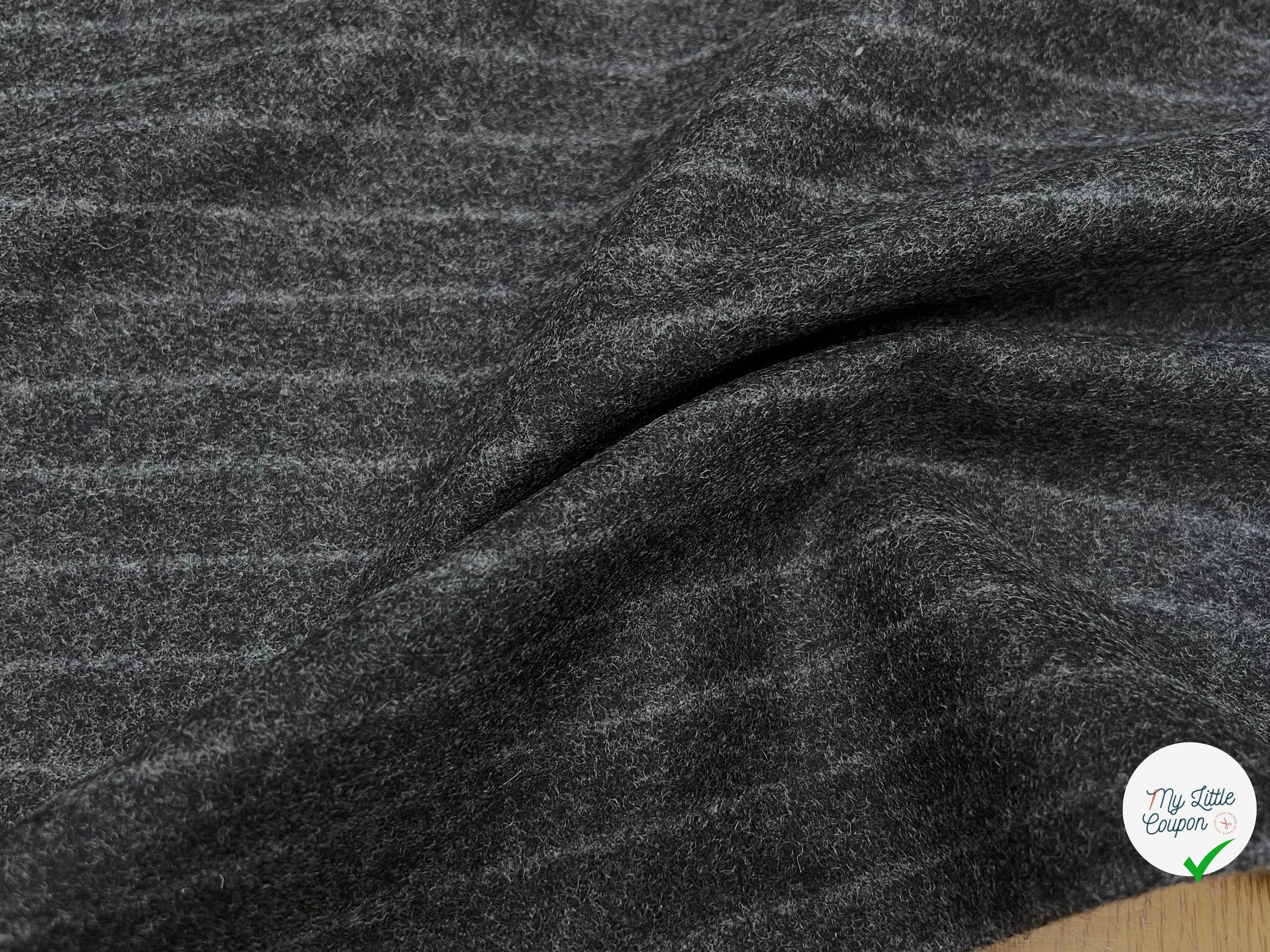 DRAP DE LAINE LOURD GROSSES RAYURES GRIS 80% LAINE VIERGE - My Little Coupon