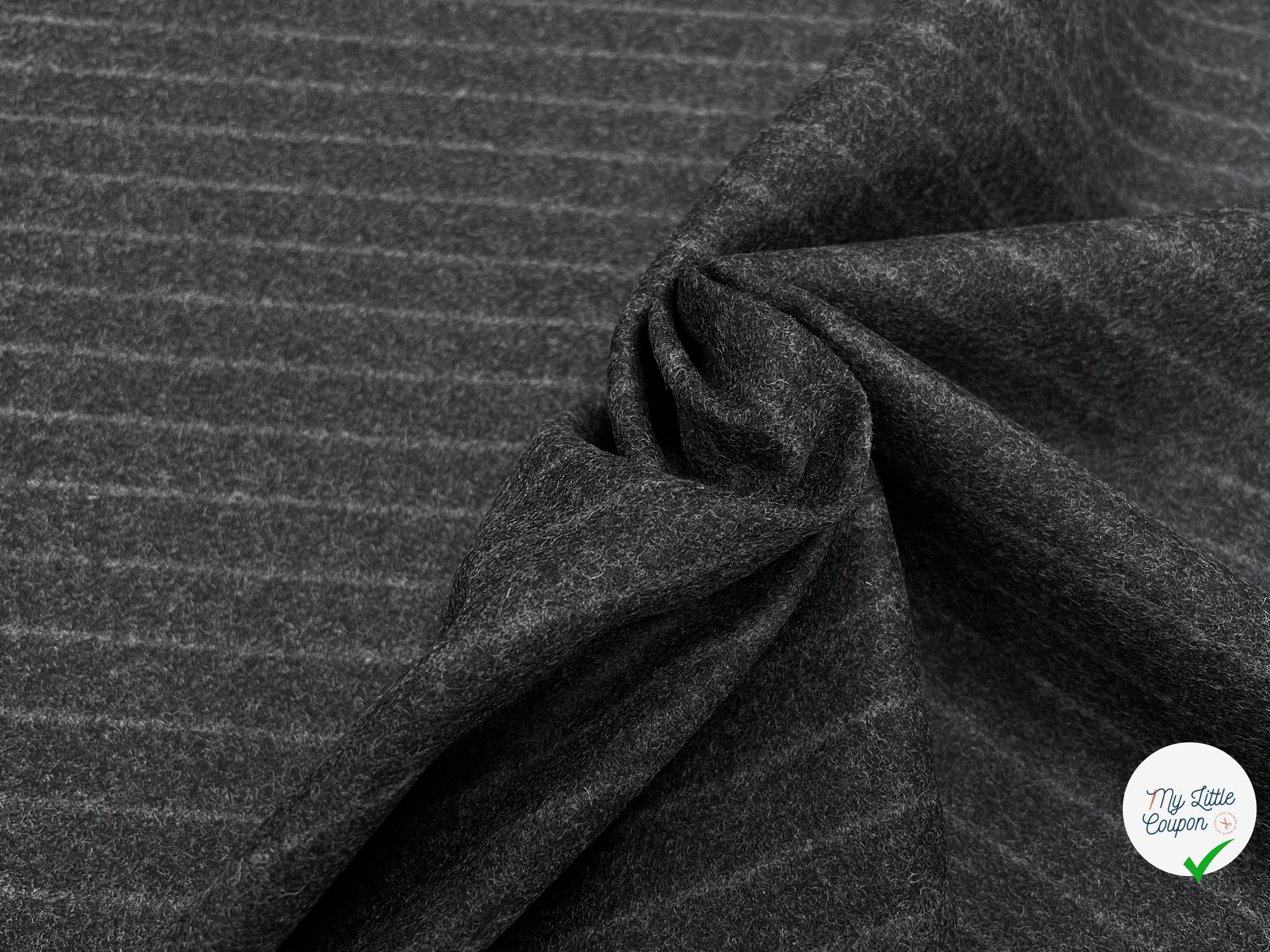 DRAP DE LAINE LOURD GROSSES RAYURES GRIS 80% LAINE VIERGE - My Little Coupon