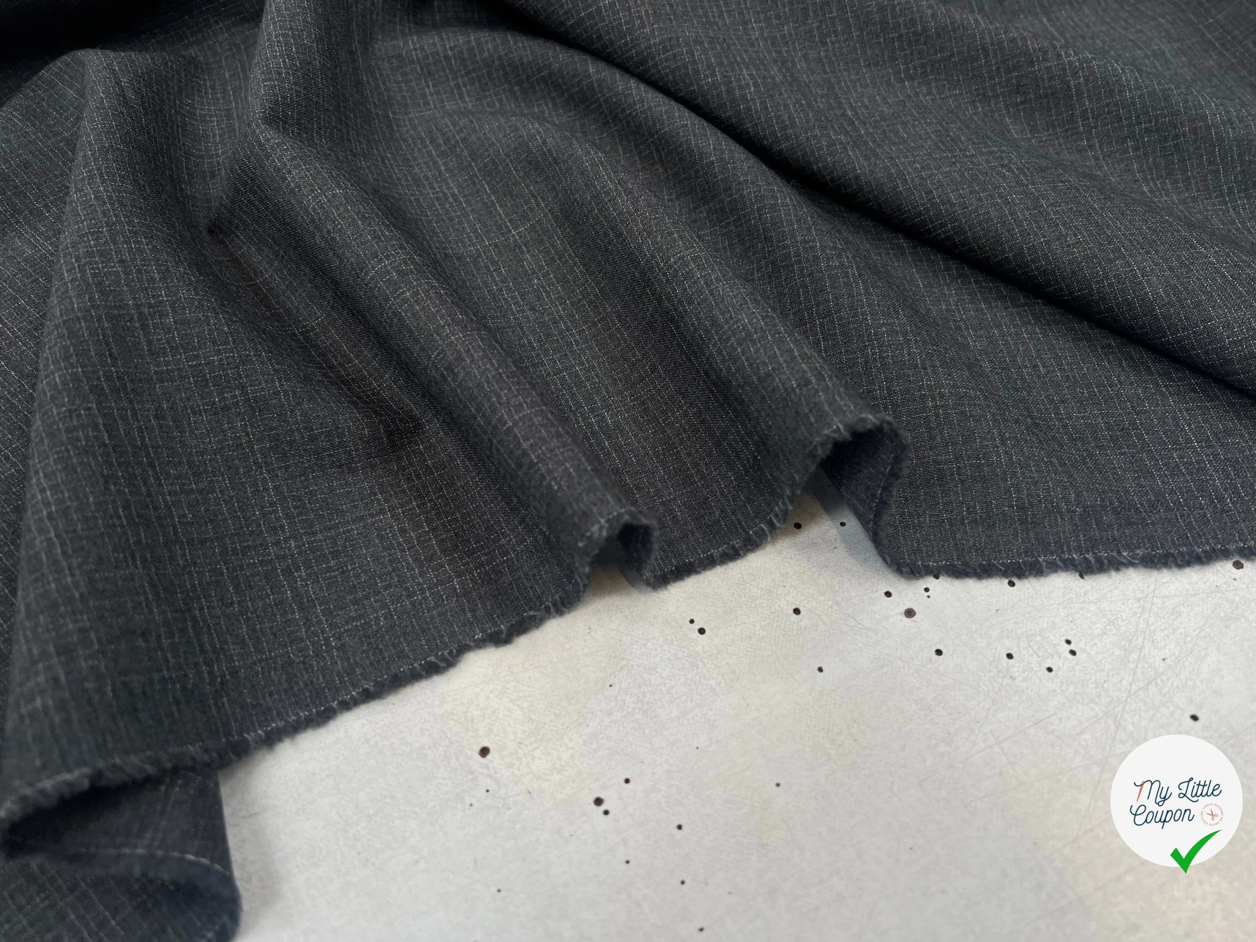 DRAPERIE 100% LAINE GRIS CHINÉ FONCÉ LAIZE 156 - My Little Coupon