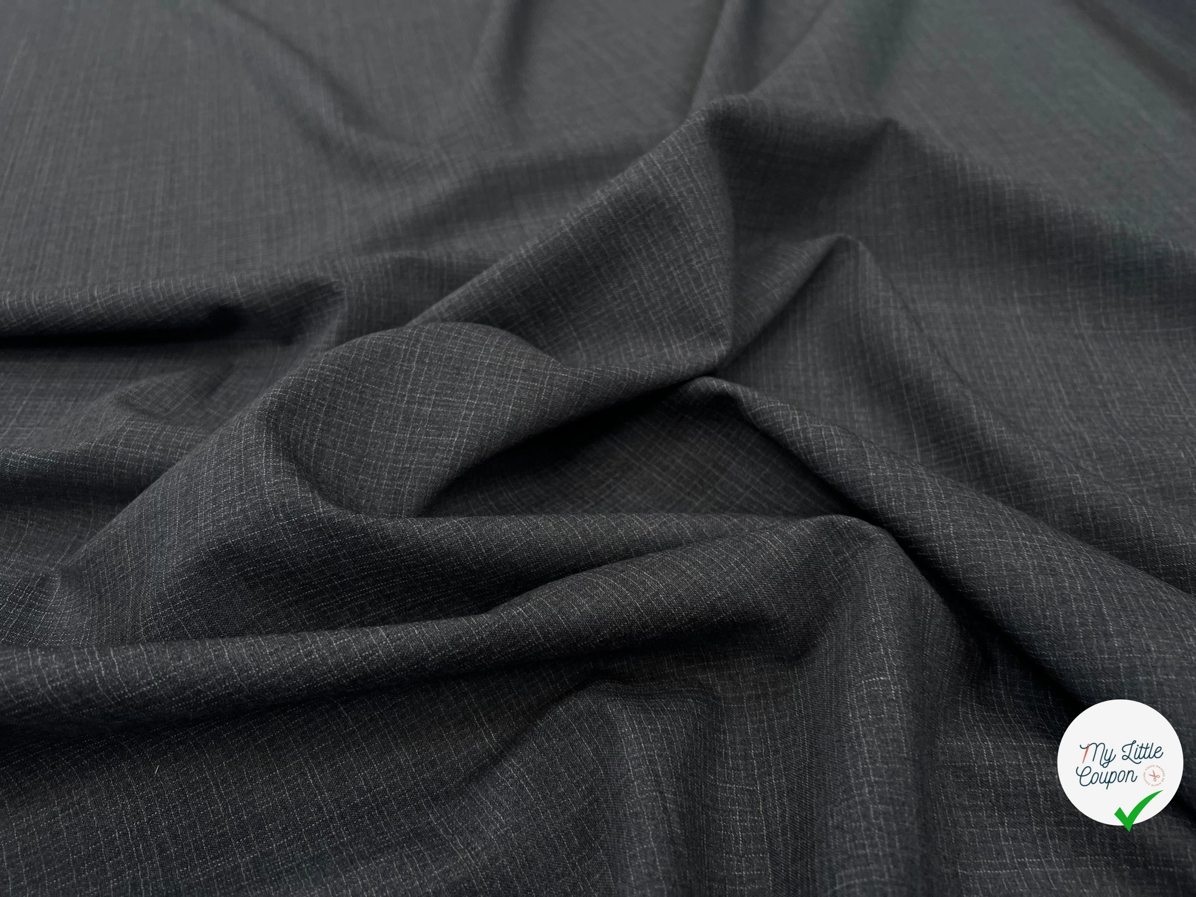 DRAPERIE 100% LAINE GRIS CHINÉ FONCÉ LAIZE 156 - My Little Coupon
