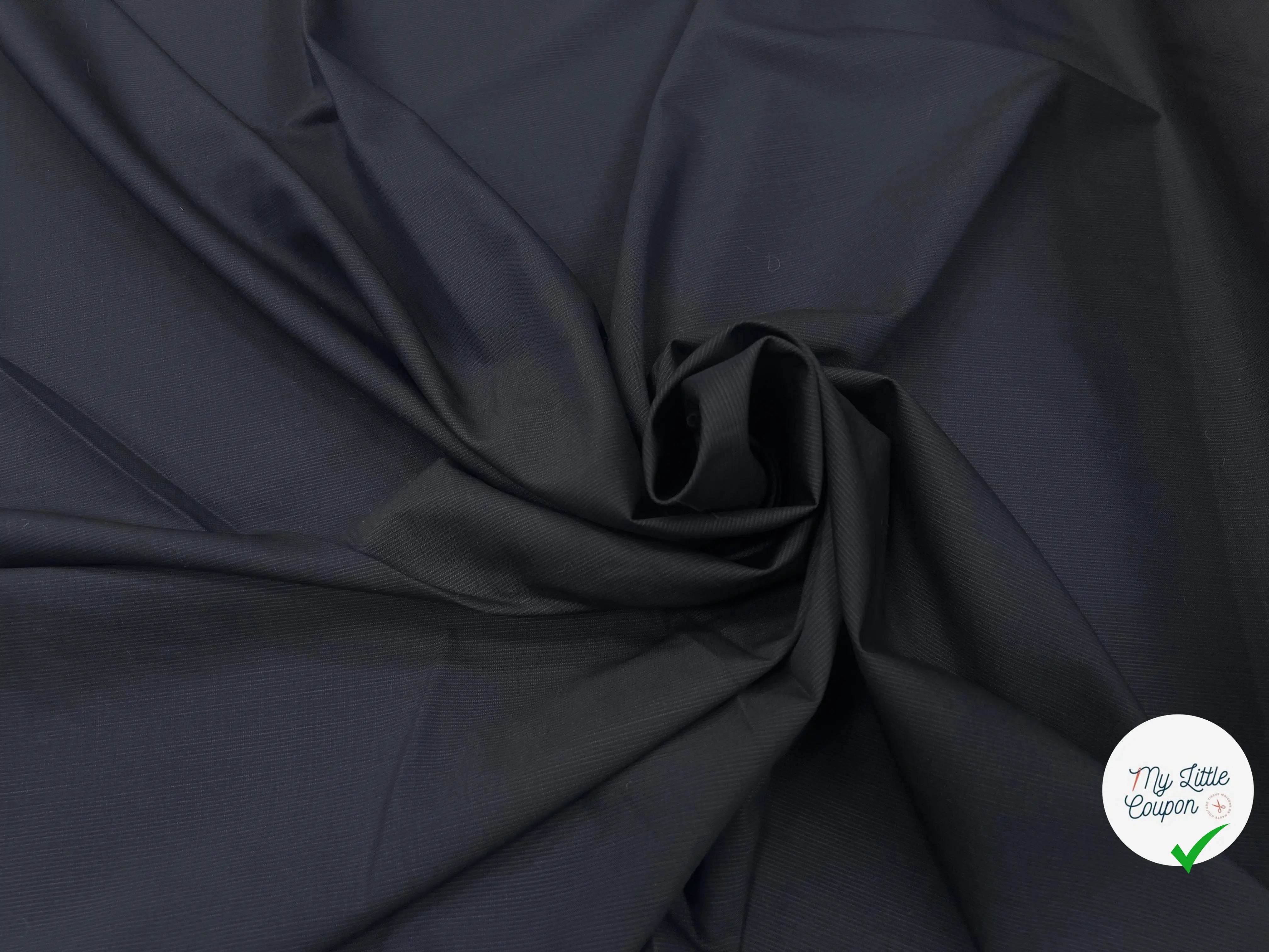 DRAPERIE 100% LAINE VIERGE BLEU NUIT RAYÉE FINES RAYURES - My Little Coupon