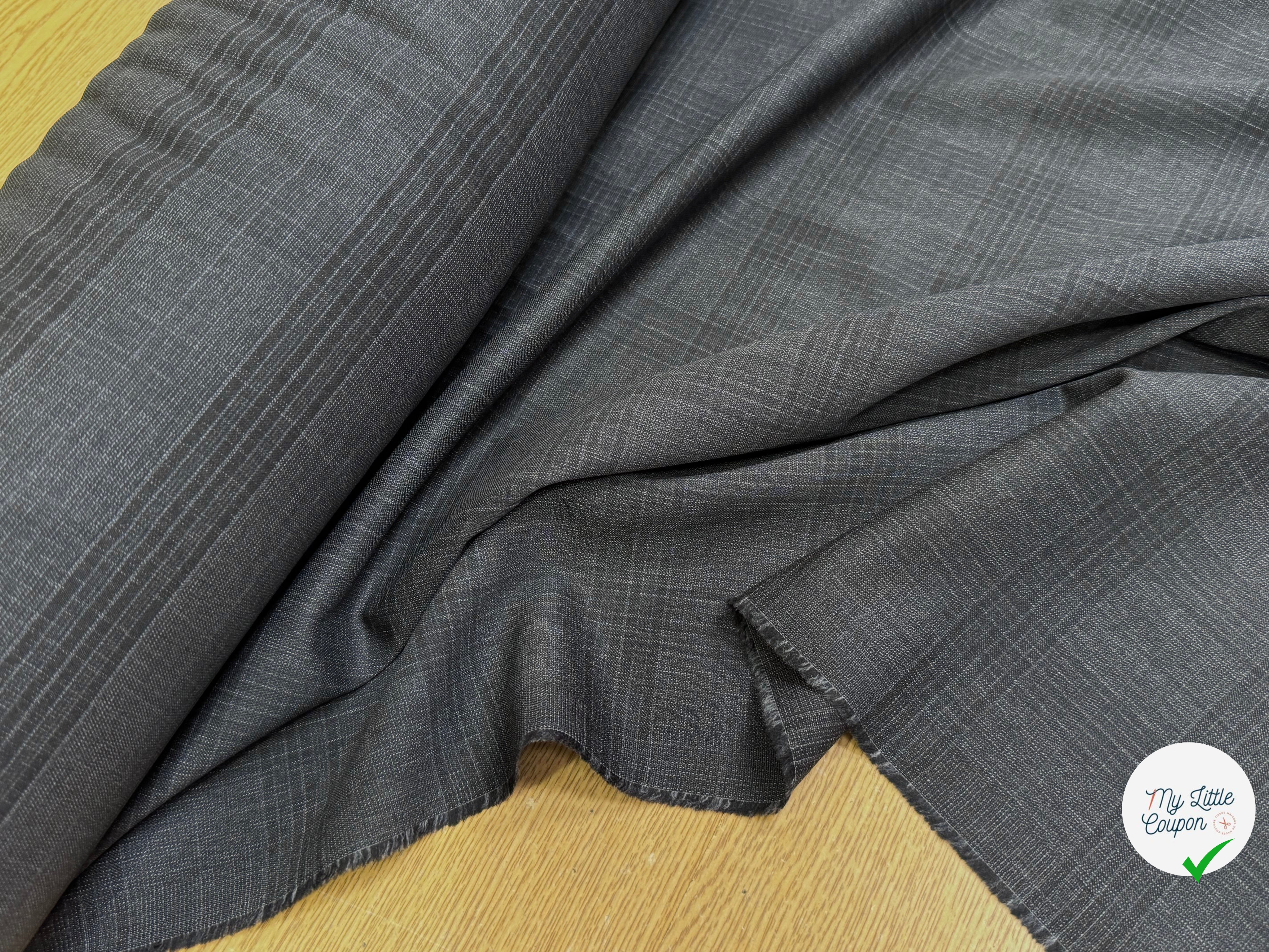 DRAPERIE 100% LAINE VIERGE ÉLÉGANTE À CARREAUX ANTHRACITE - My Little Coupon