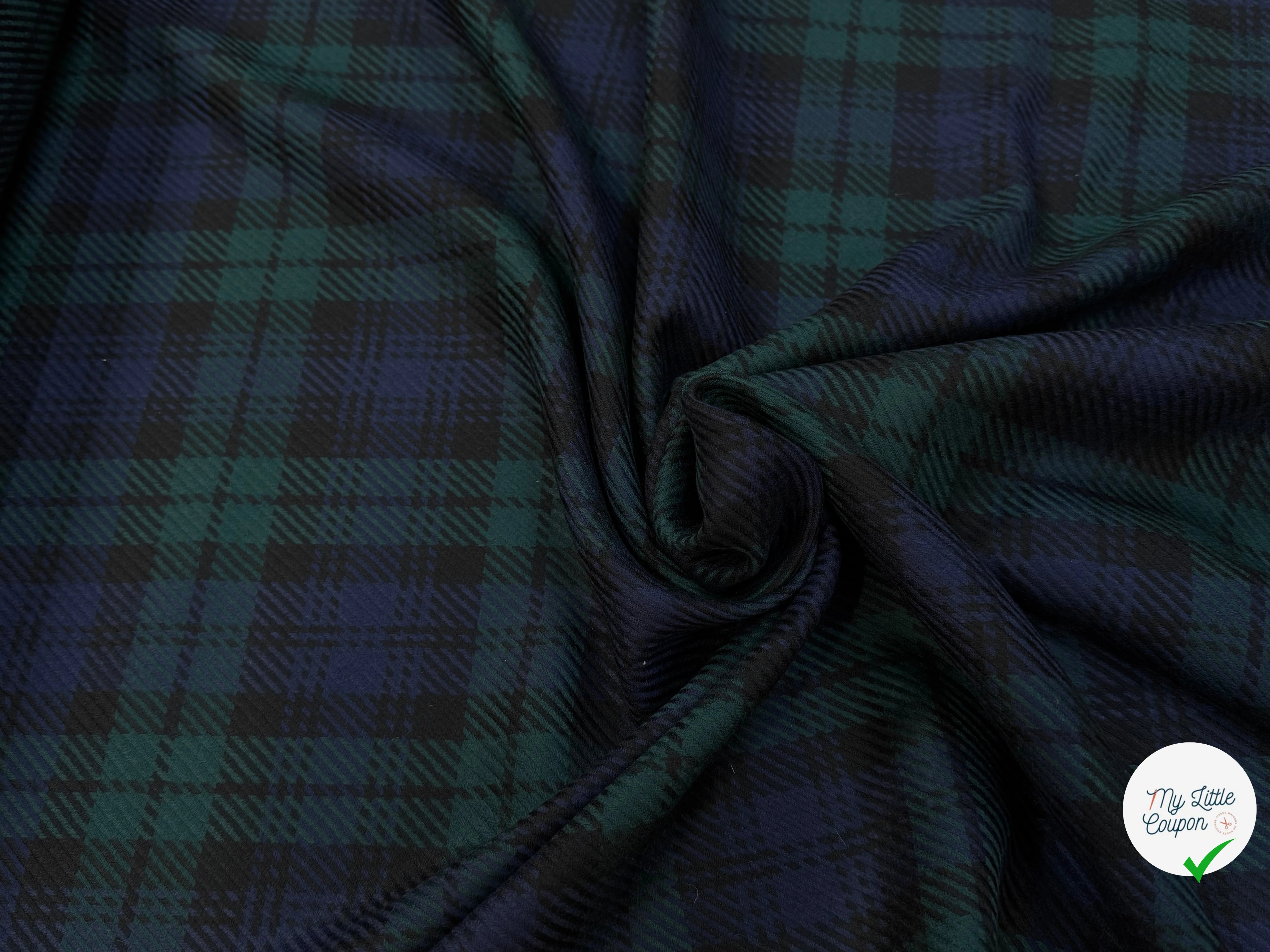 DRAPERIE 100% LAINE VIERGE SCOTLAND STYLE BLEU VERT - My Little Coupon