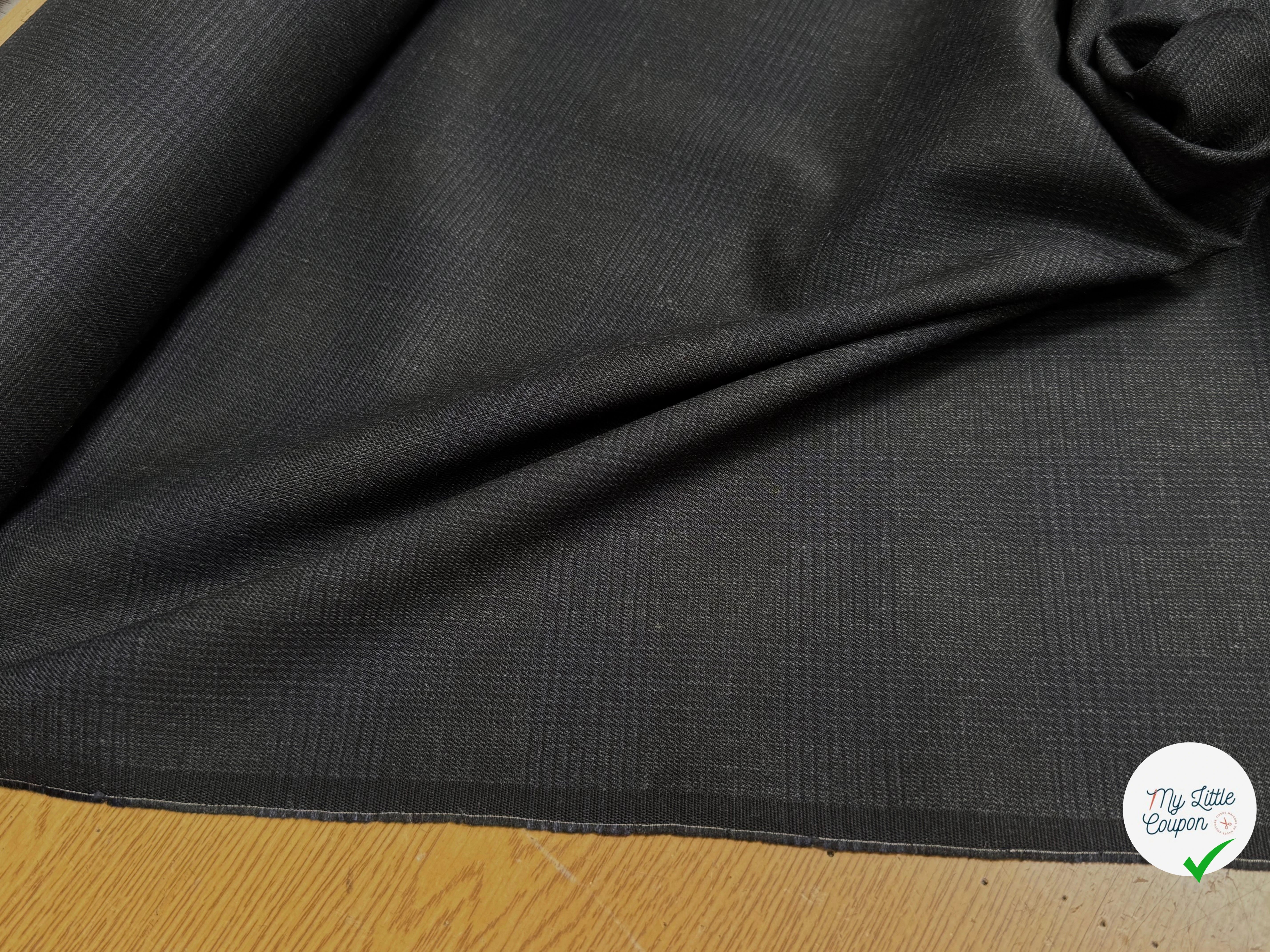 DRAPERIE 50% LAINE VIERGE TRÈS BELLE TENUE CARREAUX BLEU GRIS DEPERLANTE - My Little Coupon