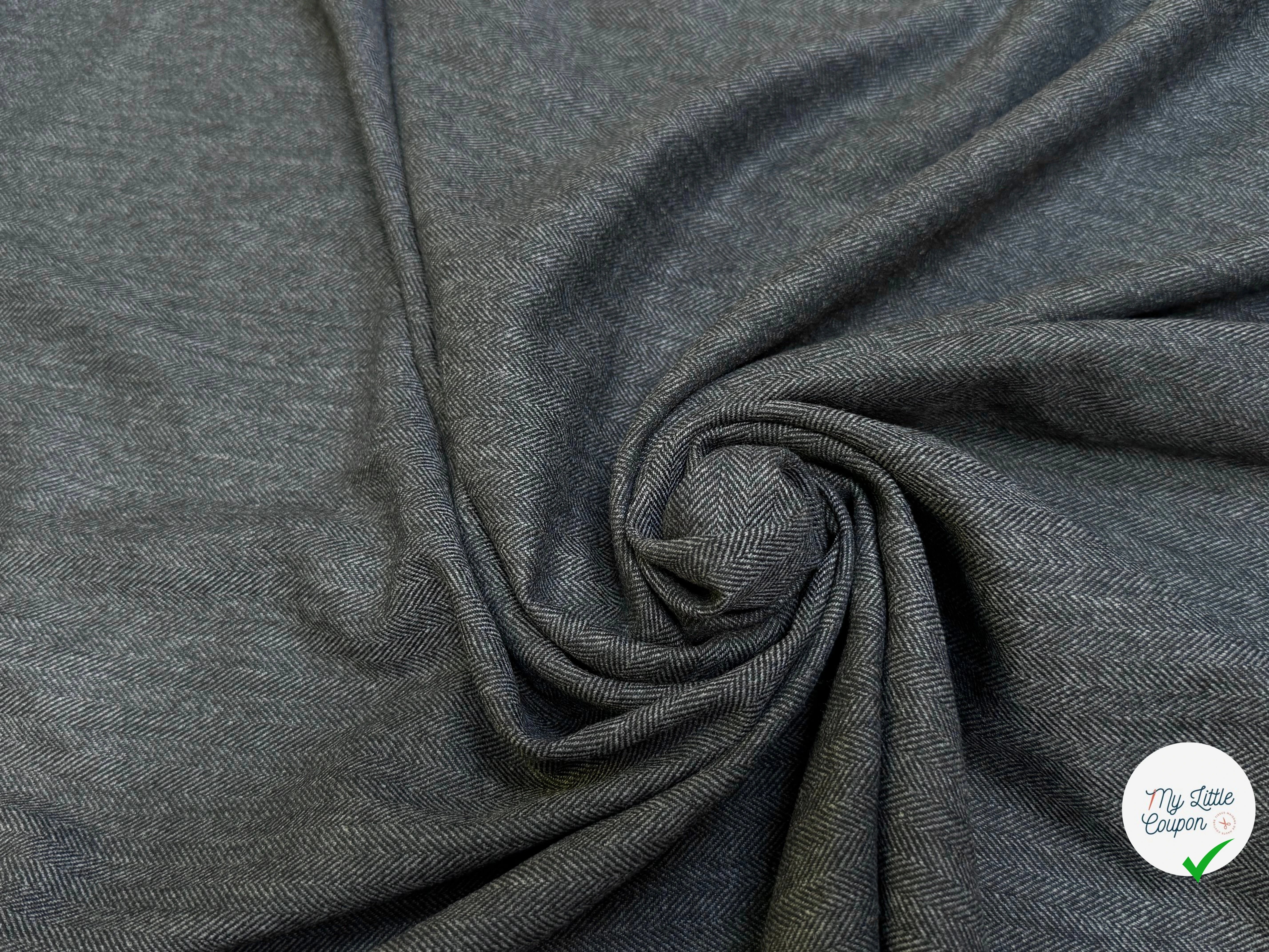 DRAPERIE CHEVRON POLYVISCOSE ET LAINE  GRISE TENUE REMARQUABLE 40% LAINE - My Little Coupon
