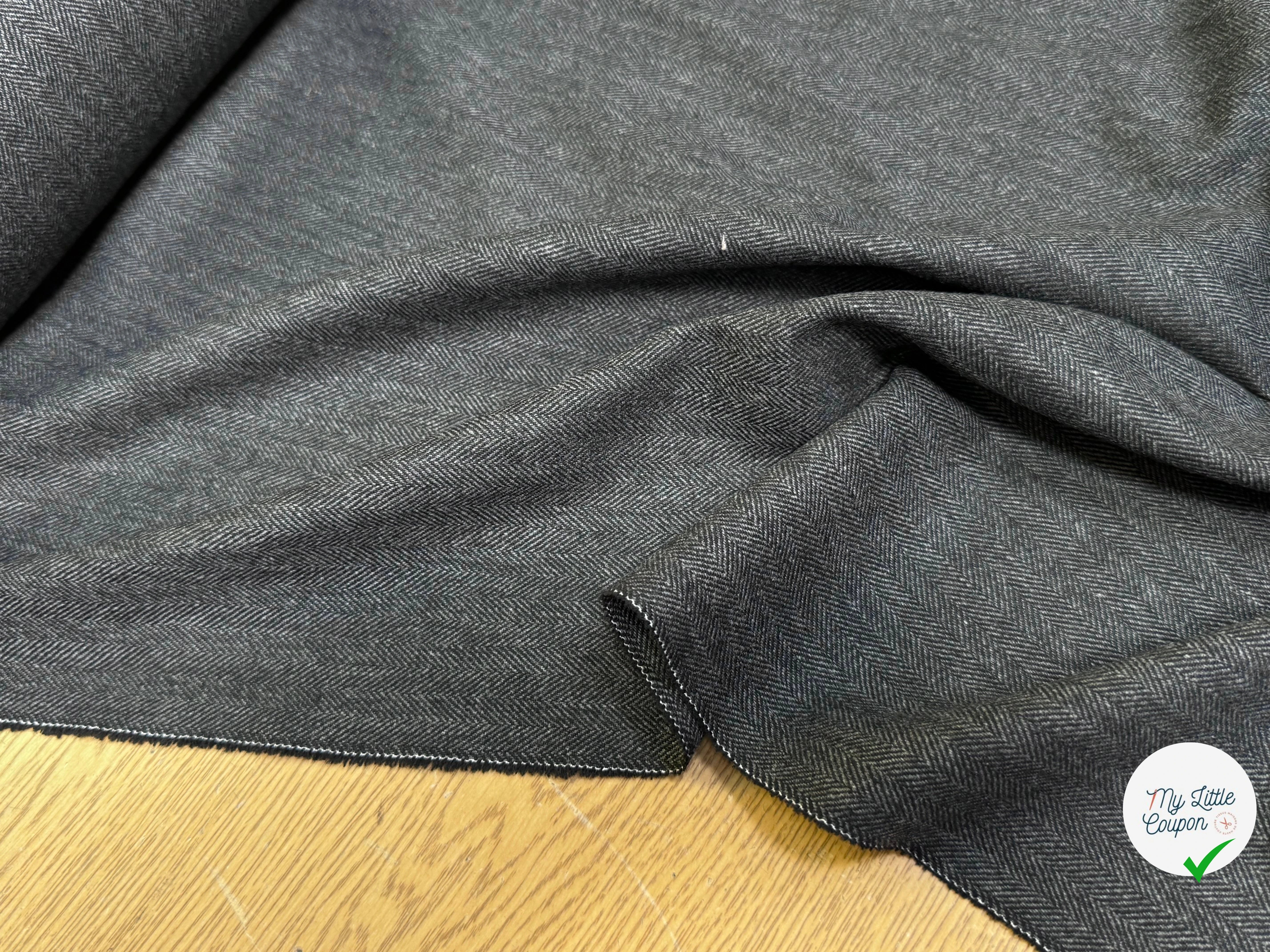 DRAPERIE CHEVRON POLYVISCOSE ET LAINE  GRISE TENUE REMARQUABLE 40% LAINE - My Little Coupon