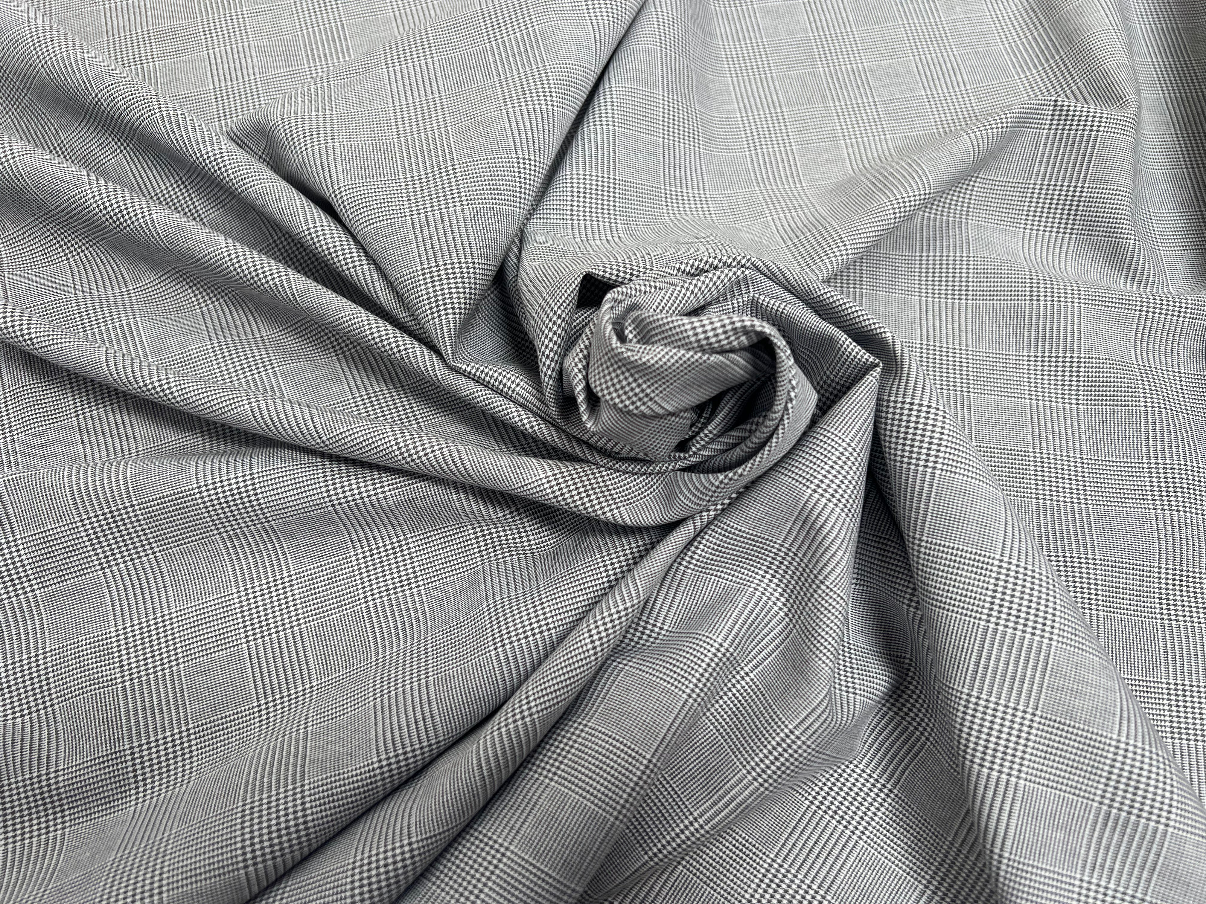 DRAPERIE COTON MOTIF PRINCE DE GALLES GRIS - My Little Coupon