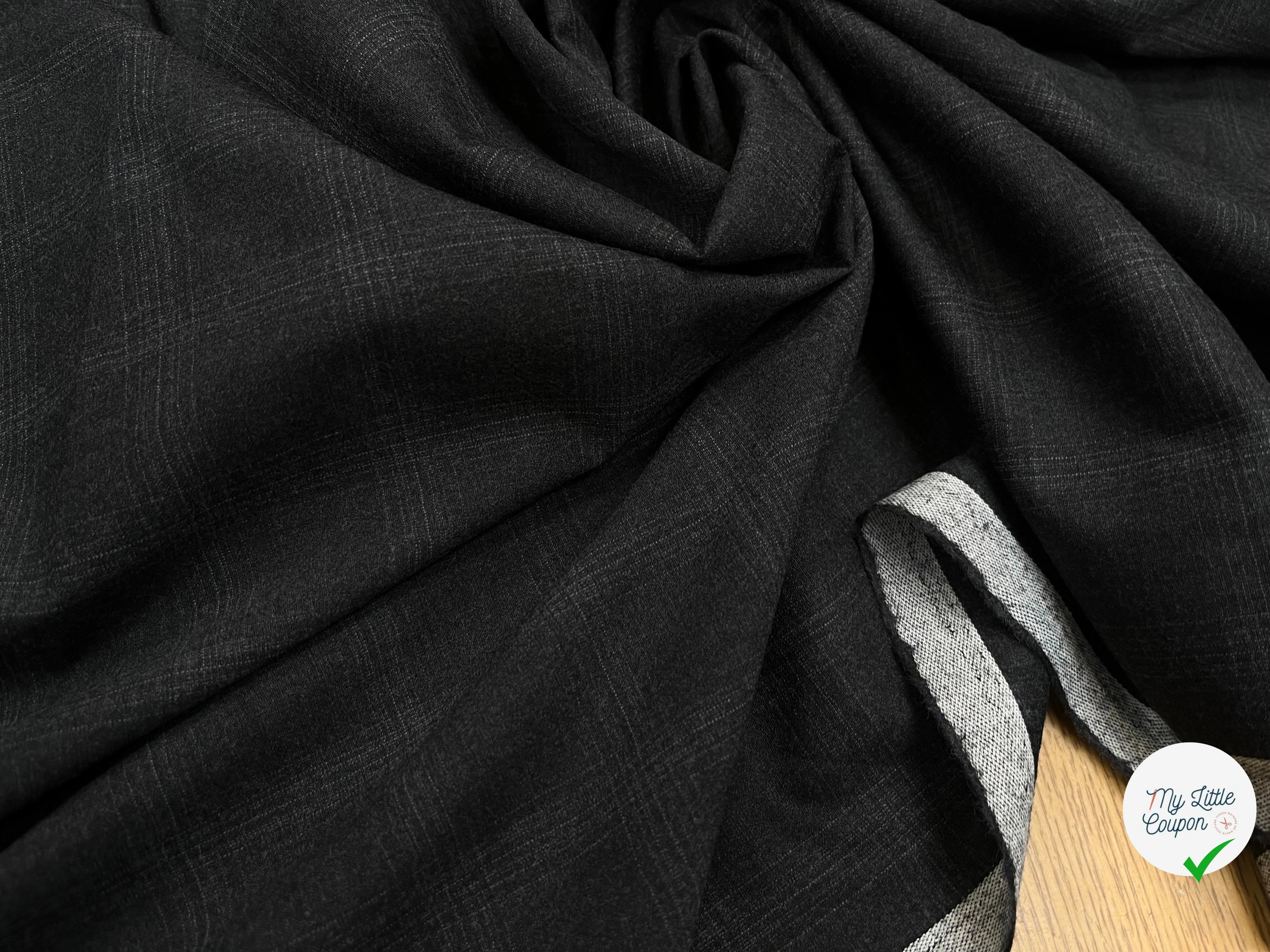 DRAPERIE DE LAINE À CARREAUX GRIS NOIR FONCÉ DEPERLANTE - My Little Coupon