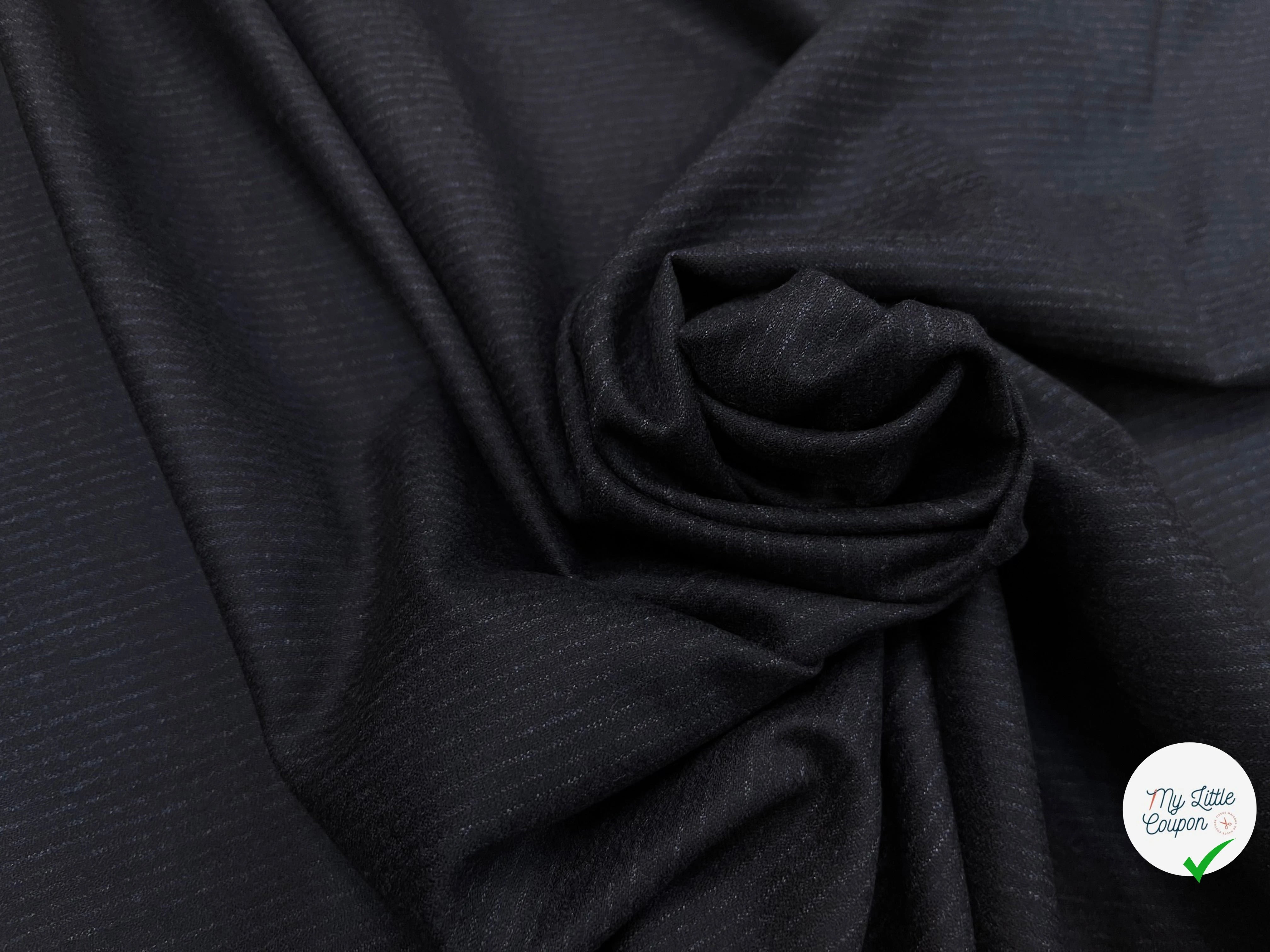DRAPERIE DE LAINE BLEU NAVY FINE RAYURES 100% LAINE - My Little Coupon