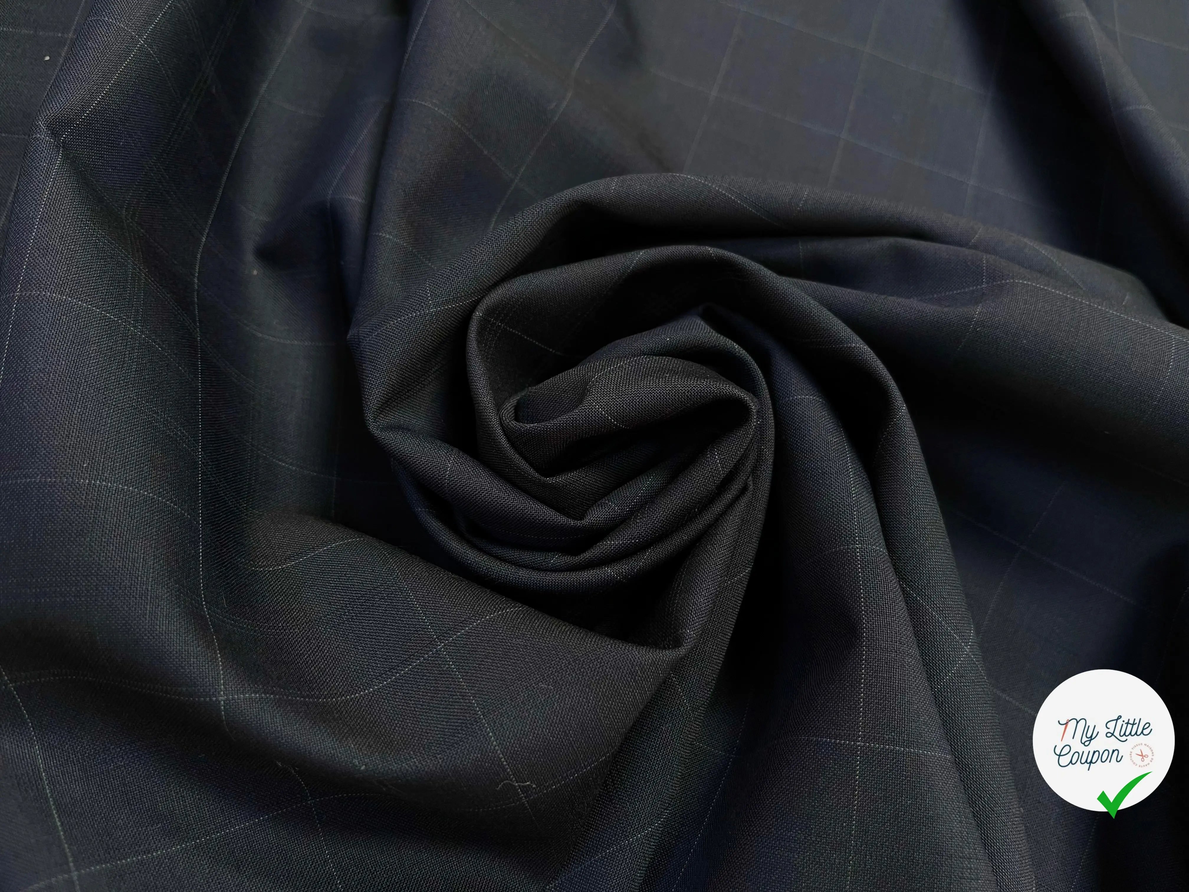 DRAPERIE DE LAINE BLEU NUIT À CARREAUX DEPERLANTE CHIC - My Little Coupon