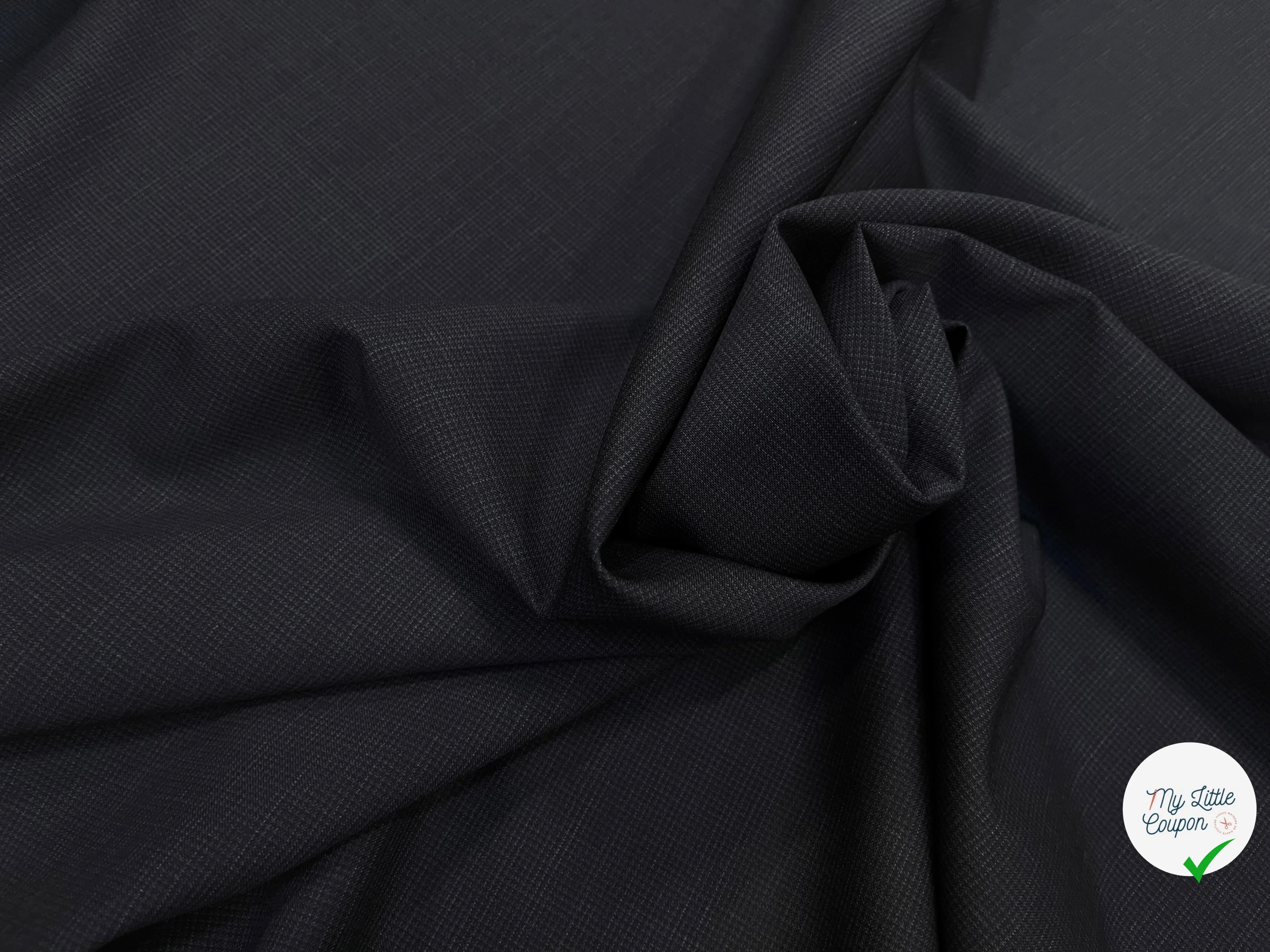 DRAPERIE DE LAINE BLEU NUIT DEPERLANTE PETIT CARREAUX - My Little Coupon