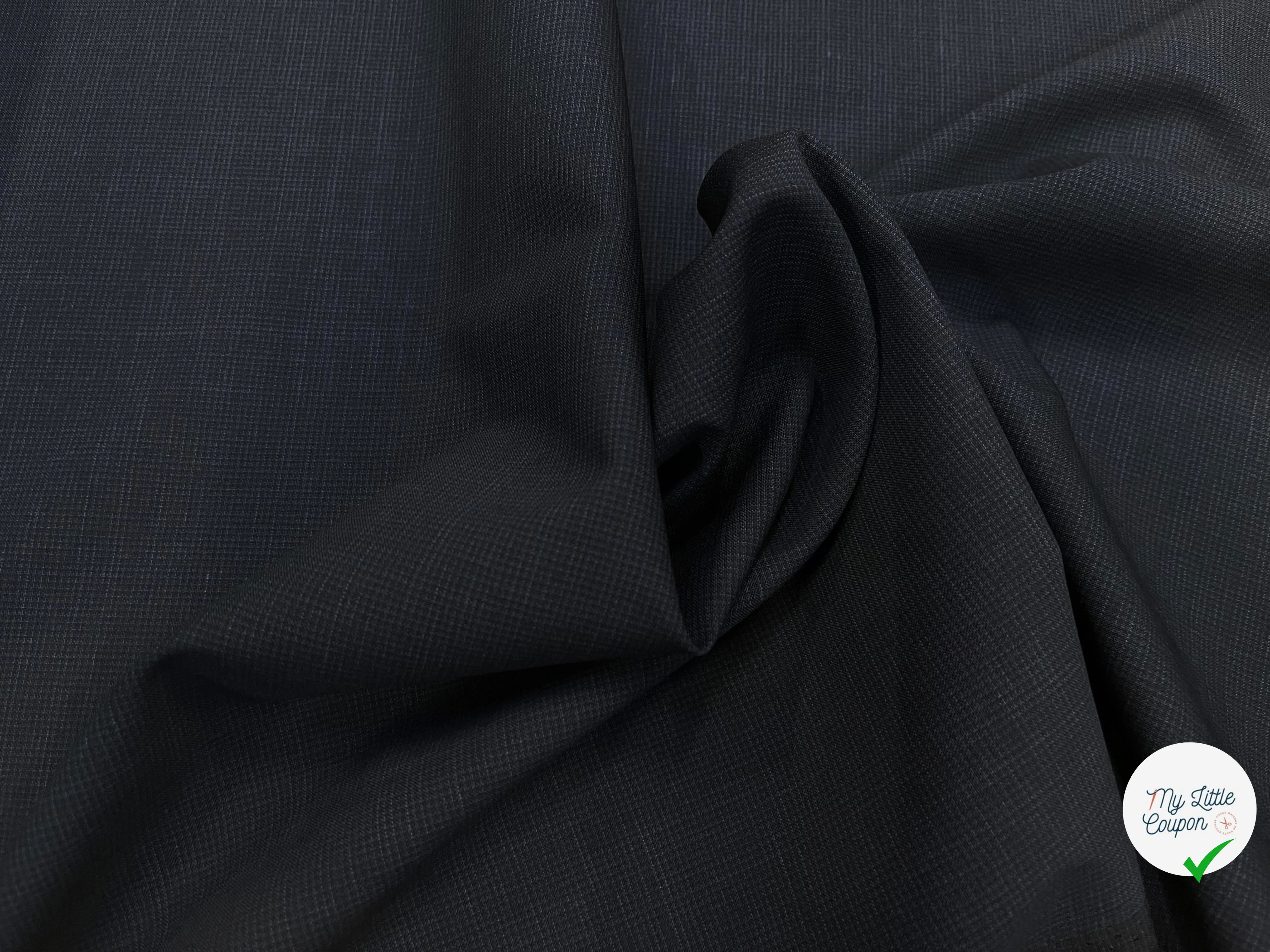 DRAPERIE DE LAINE BLEU NUIT DEPERLANTE PETIT CARREAUX - My Little Coupon