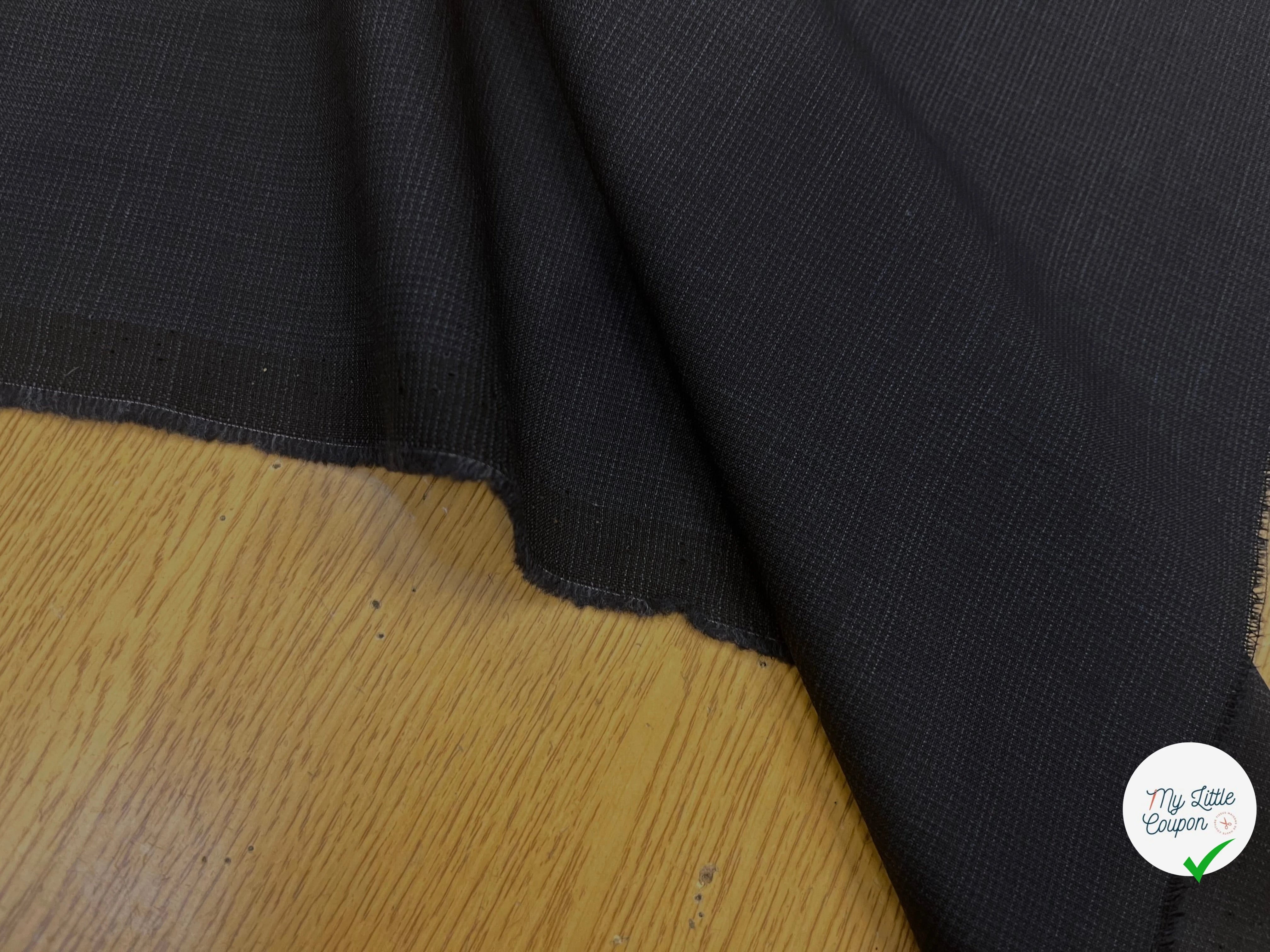 DRAPERIE DE LAINE BLEU NUIT DEPERLANTE PETIT CARREAUX - My Little Coupon
