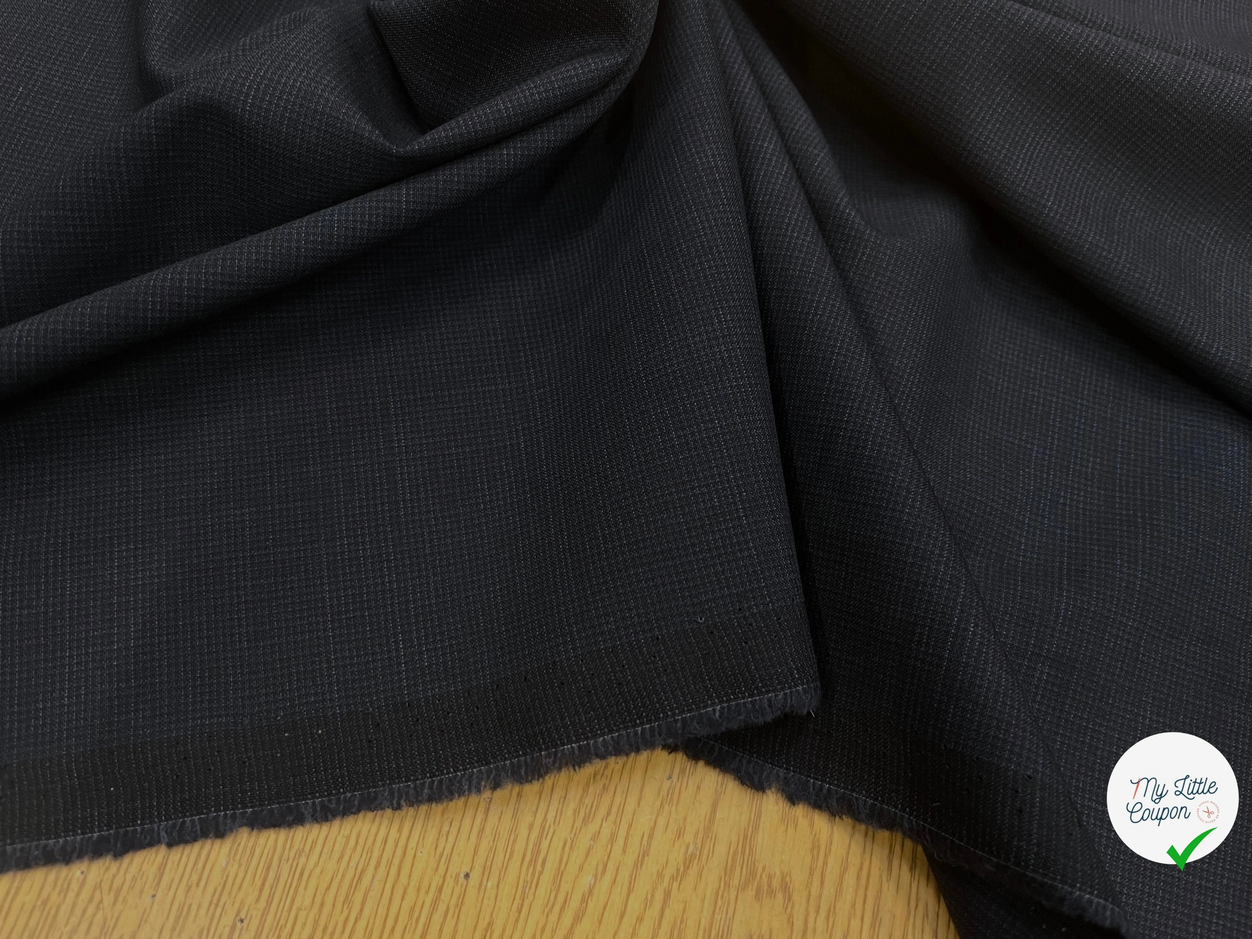 DRAPERIE DE LAINE BLEU NUIT DEPERLANTE PETIT CARREAUX - My Little Coupon