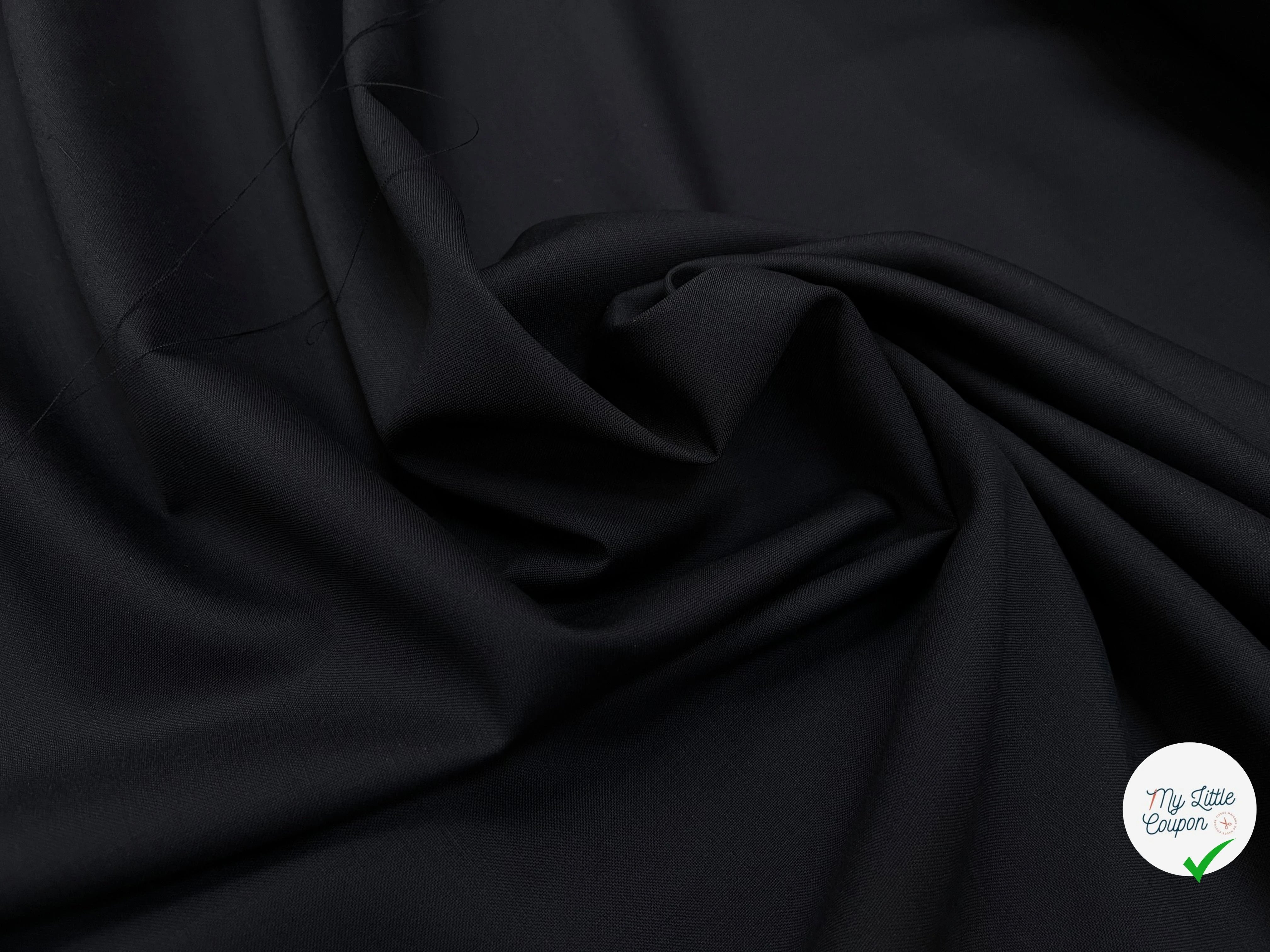 DRAPERIE DE LAINE BLEU NUIT FONCÉ DEPERLANTE FILS MULTICOLORES SUR LES LISIÈRES - My Little Coupon