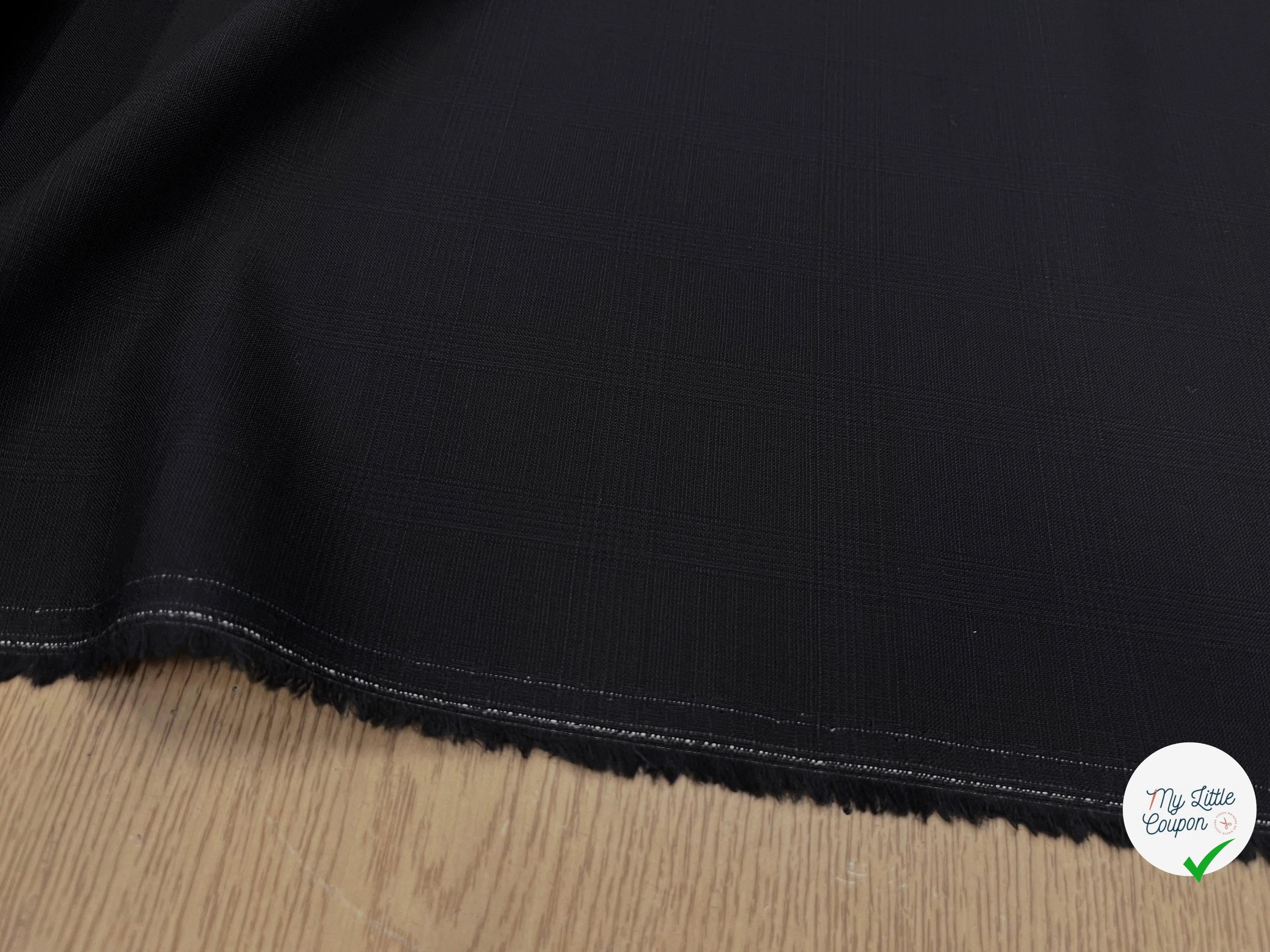 DRAPERIE DE LAINE BLEU NUIT FONCÉ ÉFFET LÉGER CARREAUX DEPERLANTE - My Little Coupon