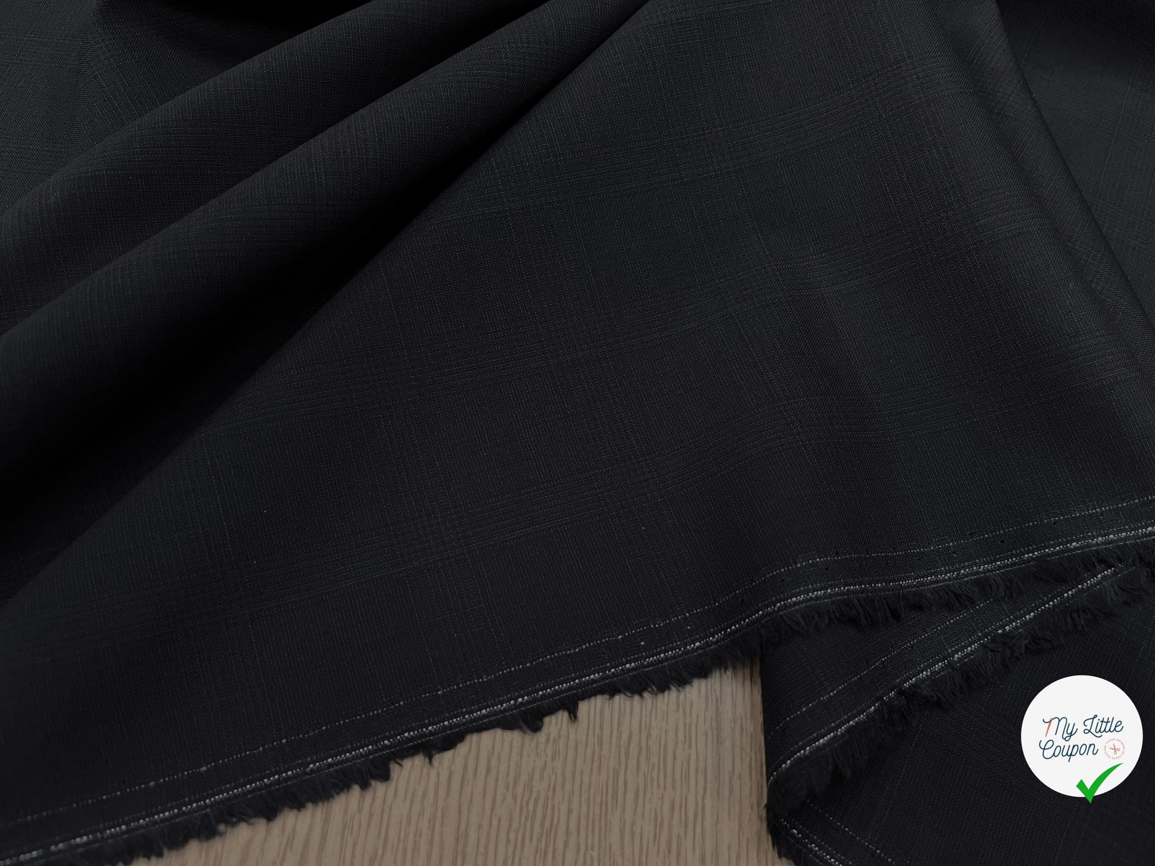 DRAPERIE DE LAINE BLEU NUIT FONCÉ ÉFFET LÉGER CARREAUX DEPERLANTE - My Little Coupon