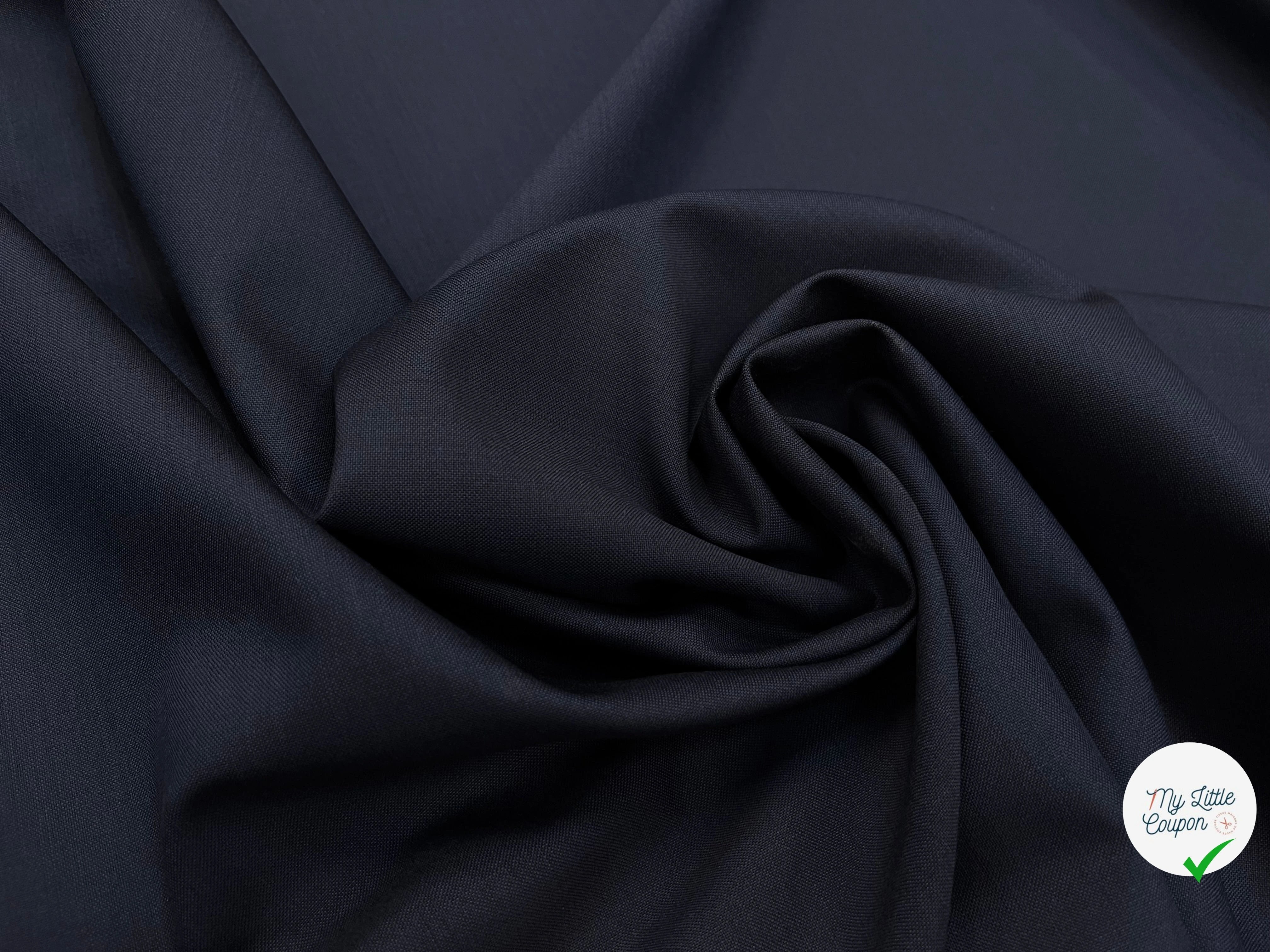 DRAPERIE DE LAINE BLEU NUIT MAGNIFIQUE&DEPERLANTE FIL BLEU SUR LA LISIÈRE - My Little Coupon