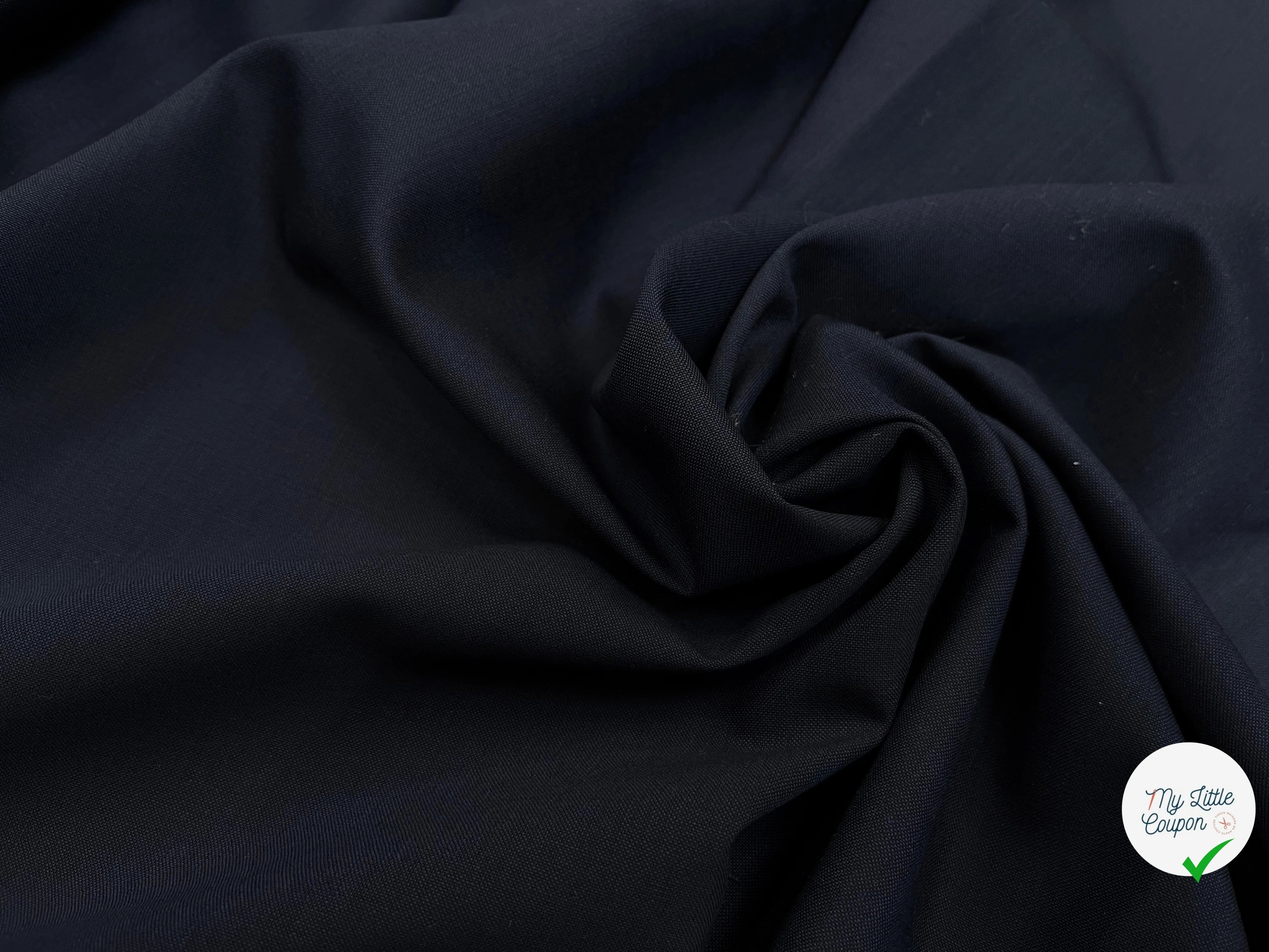 DRAPERIE DE LAINE EFFET PIQUÉE DEPERLANTE BLEU MARINE FONCÉ - My Little Coupon