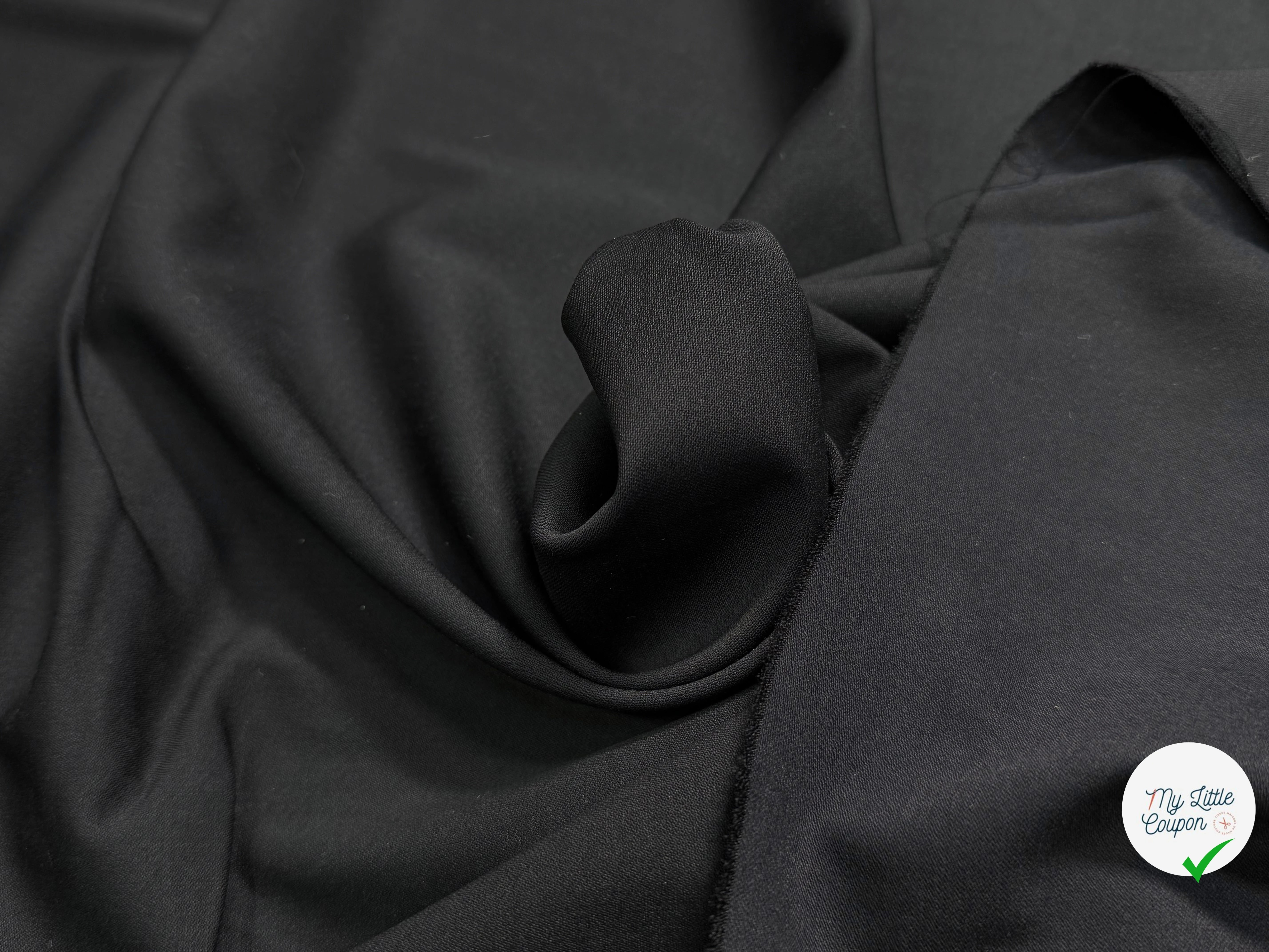 DRAPERIE DE LAINE ET VISCOSE FROIDE TRÈS BELLE TENUE STRETCH NOIR 55% LAINE VIERGE - My Little Coupon