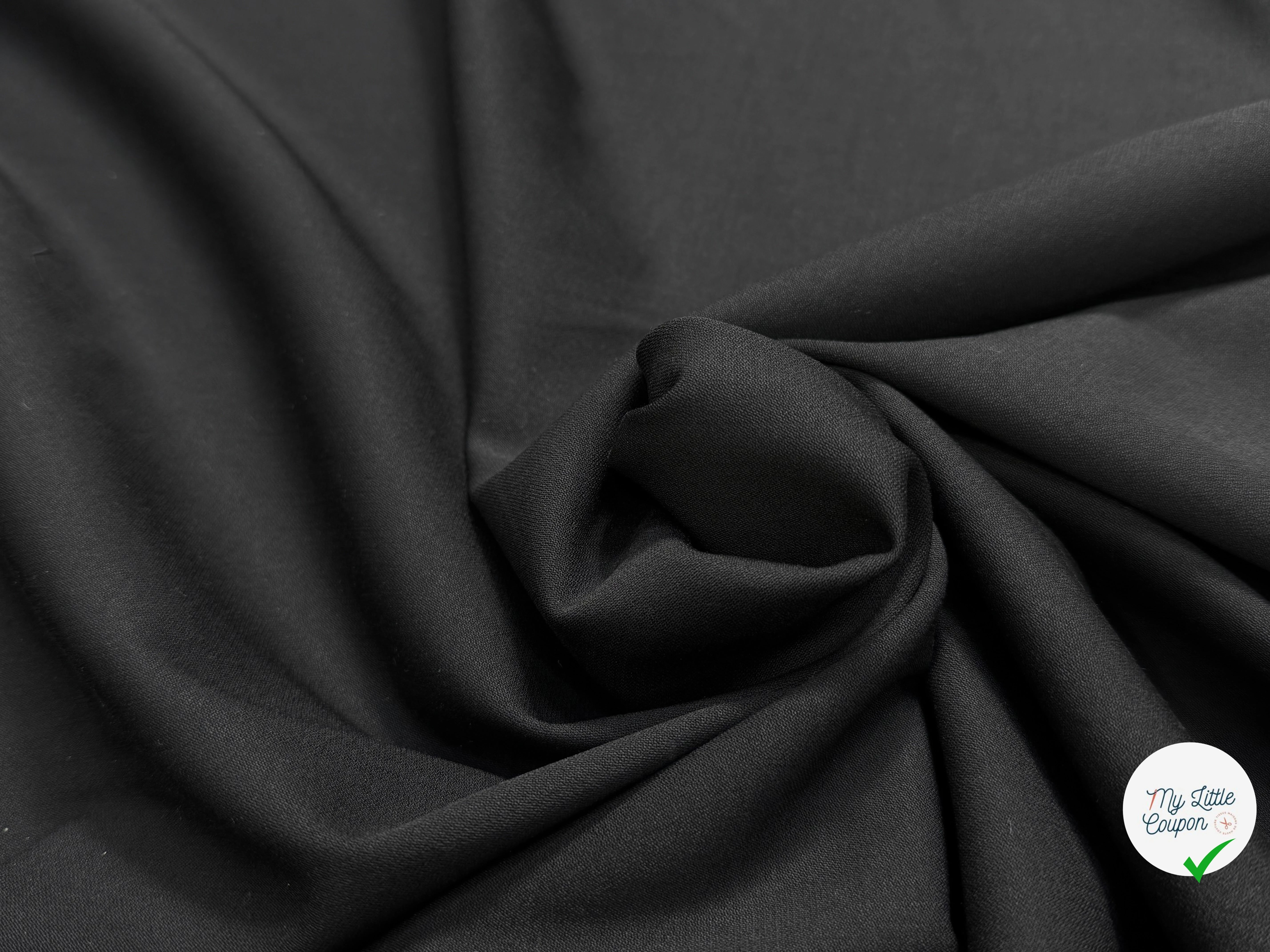 DRAPERIE DE LAINE ET VISCOSE FROIDE TRÈS BELLE TENUE STRETCH NOIR 55% LAINE VIERGE - My Little Coupon