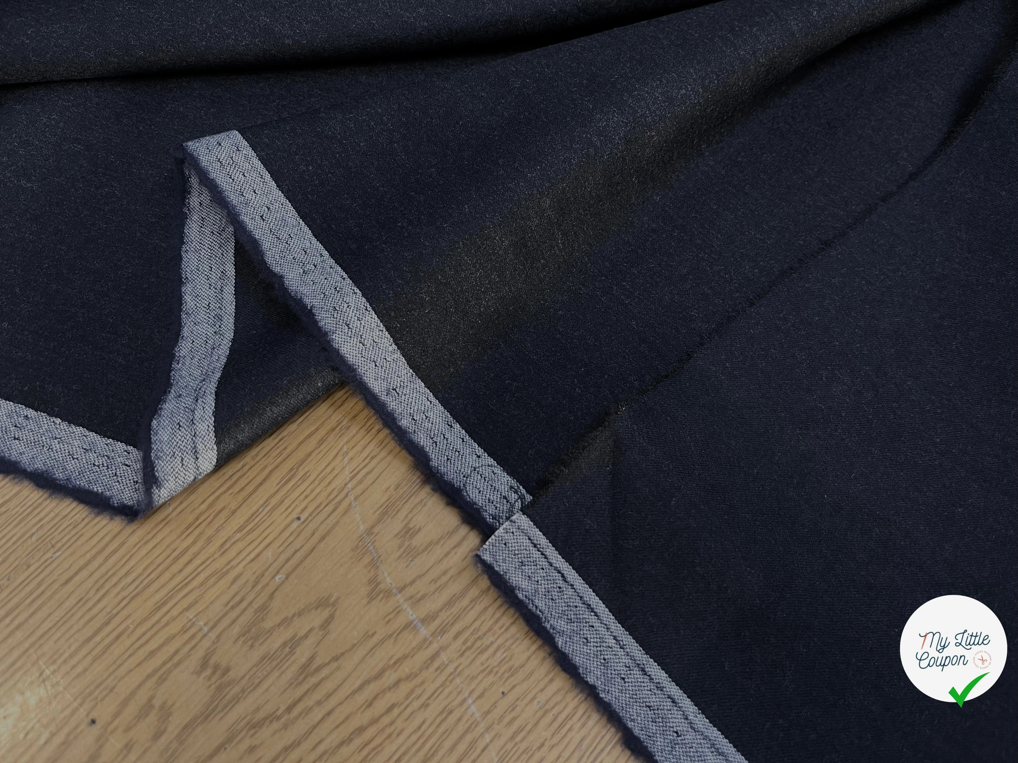 DRAPERIE DE LAINE FLANELLE BLEU NUIT CHINÉ DEPERLANTE - My Little Coupon
