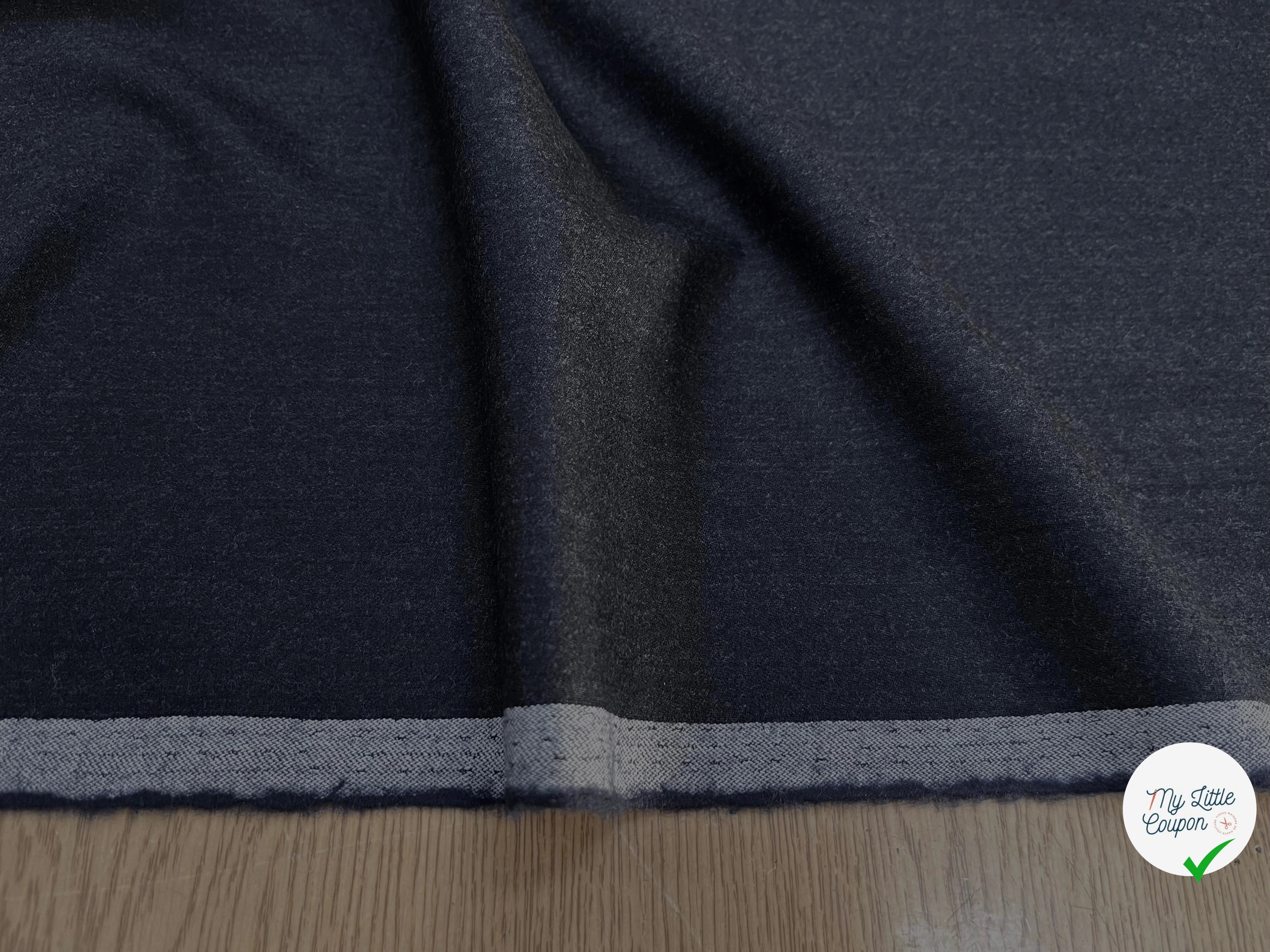 DRAPERIE DE LAINE FLANELLE BLEU NUIT CHINÉ DEPERLANTE - My Little Coupon