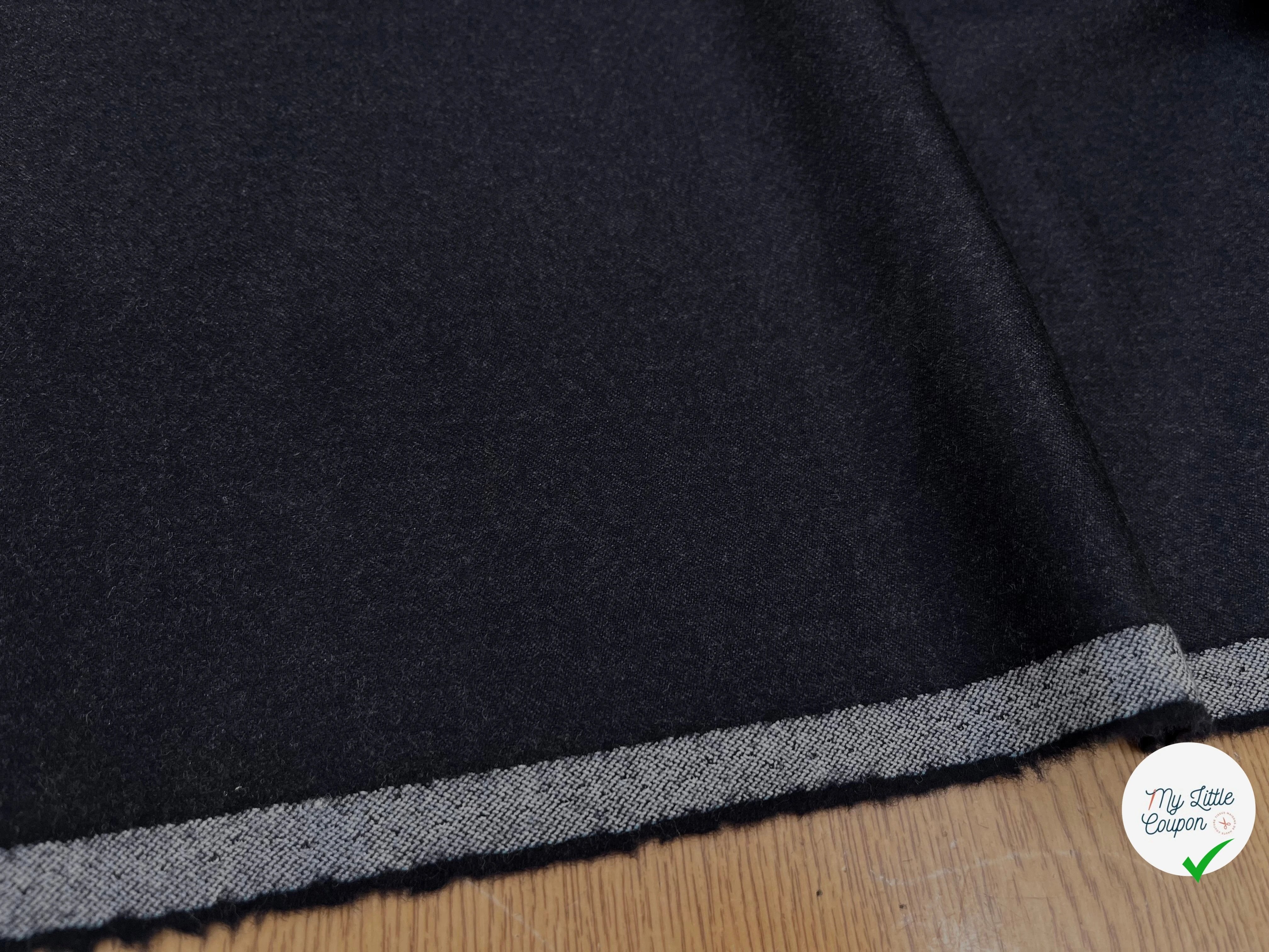 DRAPERIE DE LAINE FLANELLE BLEU NUIT FONCÉ  CHINÉ DEPERLANTE - My Little Coupon