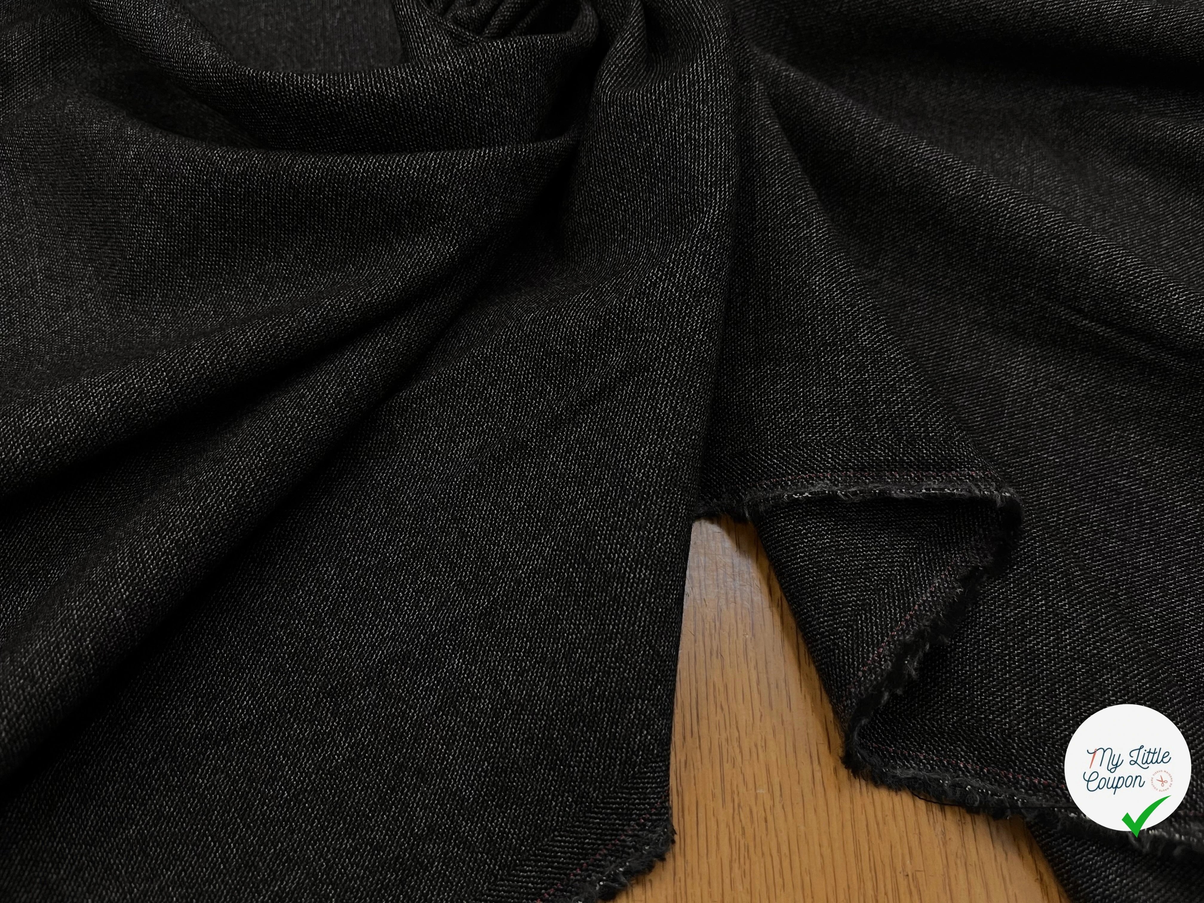 DRAPERIE DE LAINE FLANELLE GRIS CHINÉ DEPERLANTE FIL ROUGE SUR UNE LISIÈRE - My Little Coupon