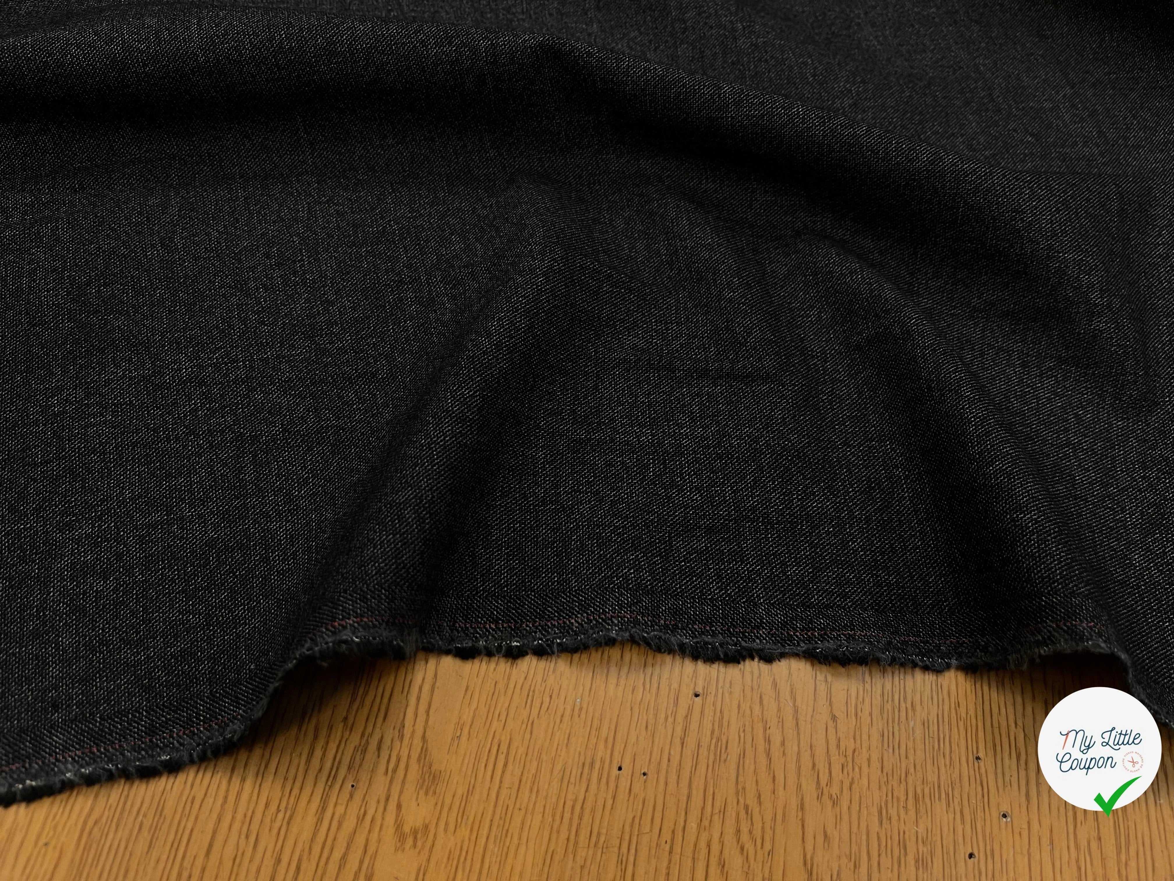 DRAPERIE DE LAINE FLANELLE GRIS CHINÉ DEPERLANTE FIL ROUGE SUR UNE LISIÈRE - My Little Coupon