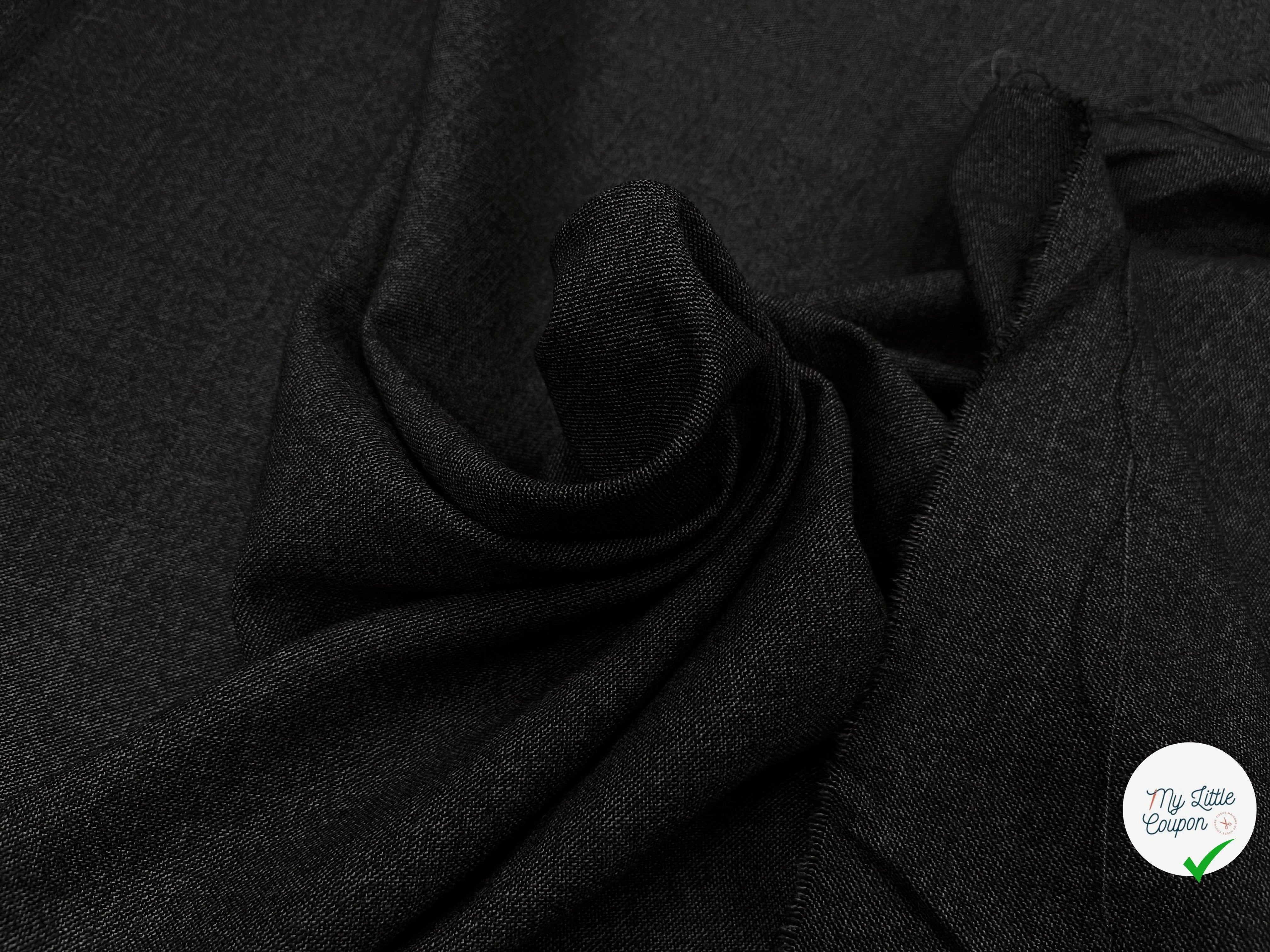 DRAPERIE DE LAINE FLANELLE GRIS CHINÉ DEPERLANTE FIL ROUGE SUR UNE LISIÈRE - My Little Coupon