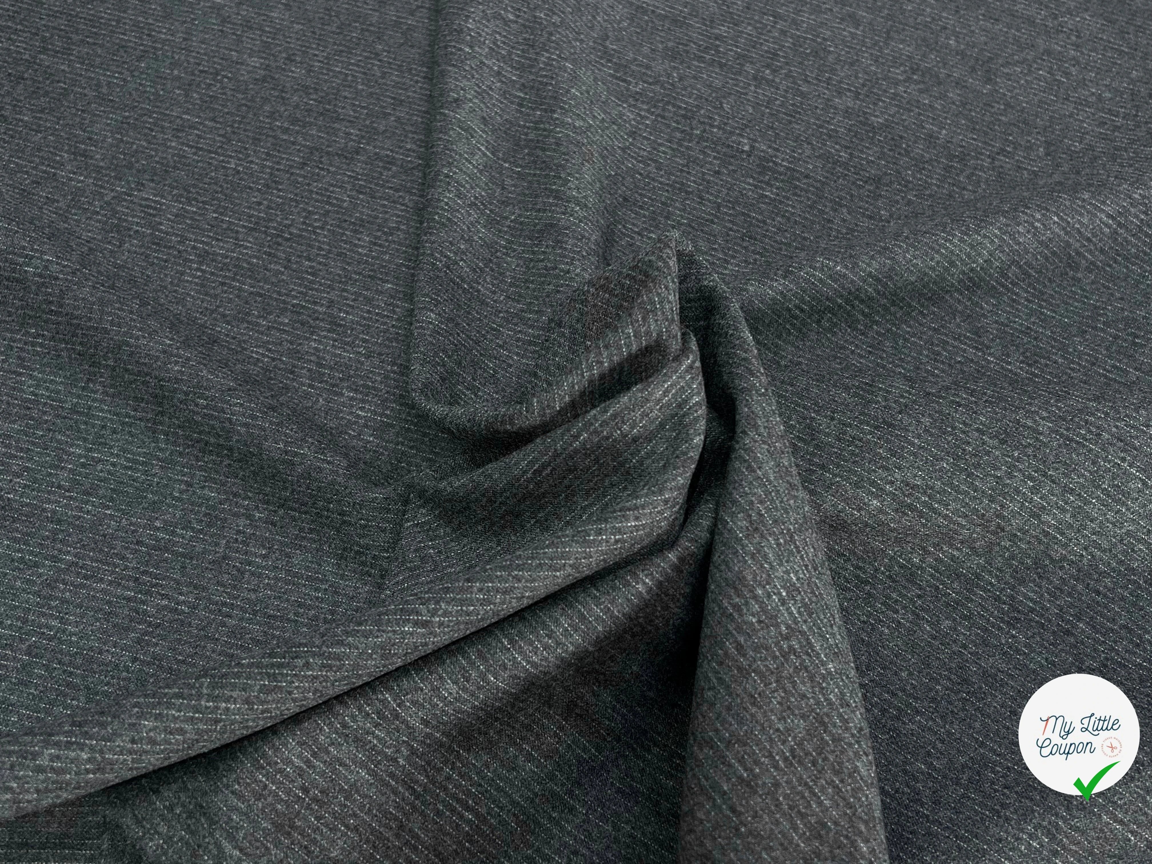 DRAPERIE DE LAINE FLANELLE GRIS FINE RAYURES BLANCHE - My Little Coupon