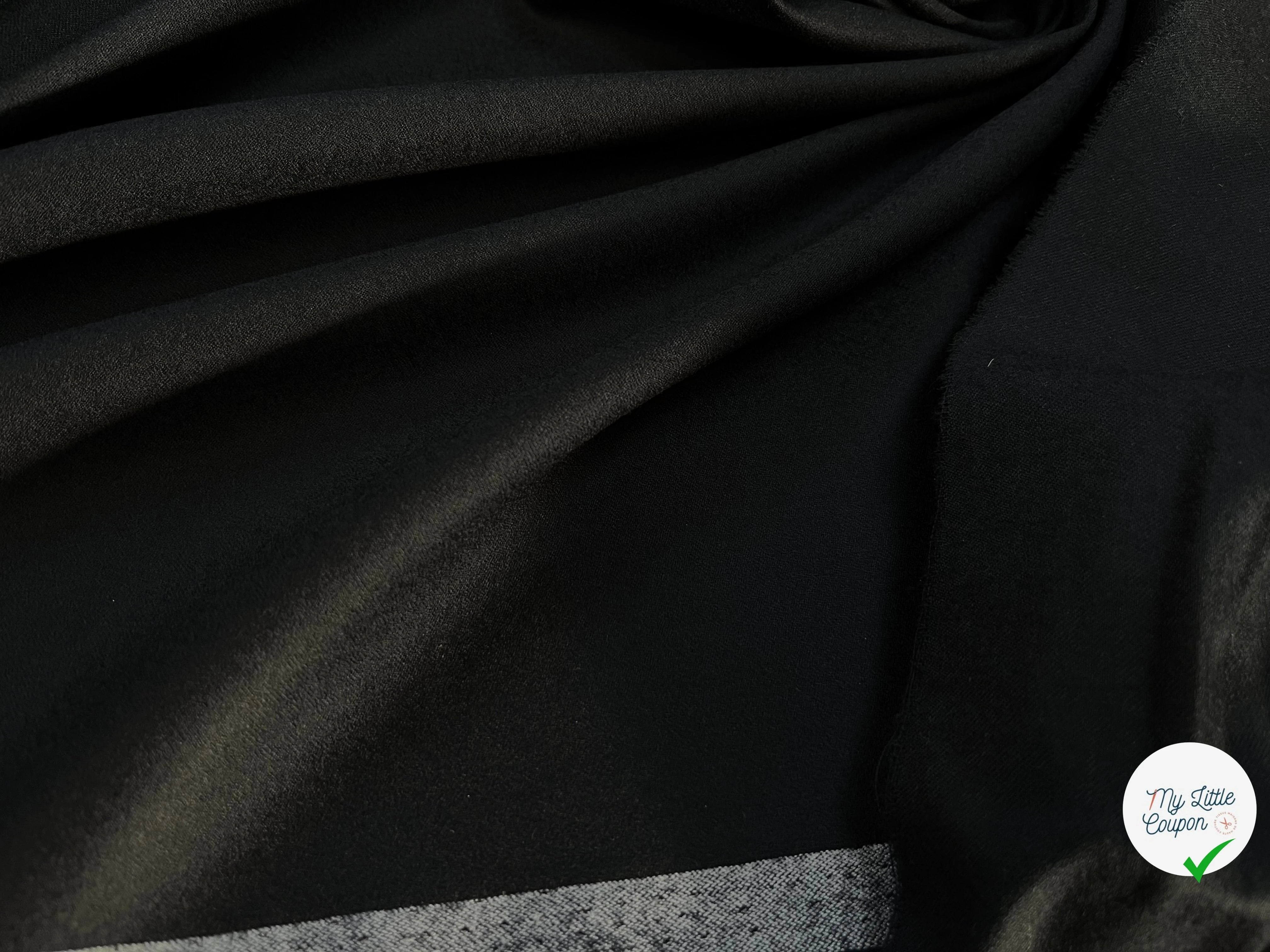 DRAPERIE DE LAINE FLANELLE NOIR DEPERLANTE - My Little Coupon