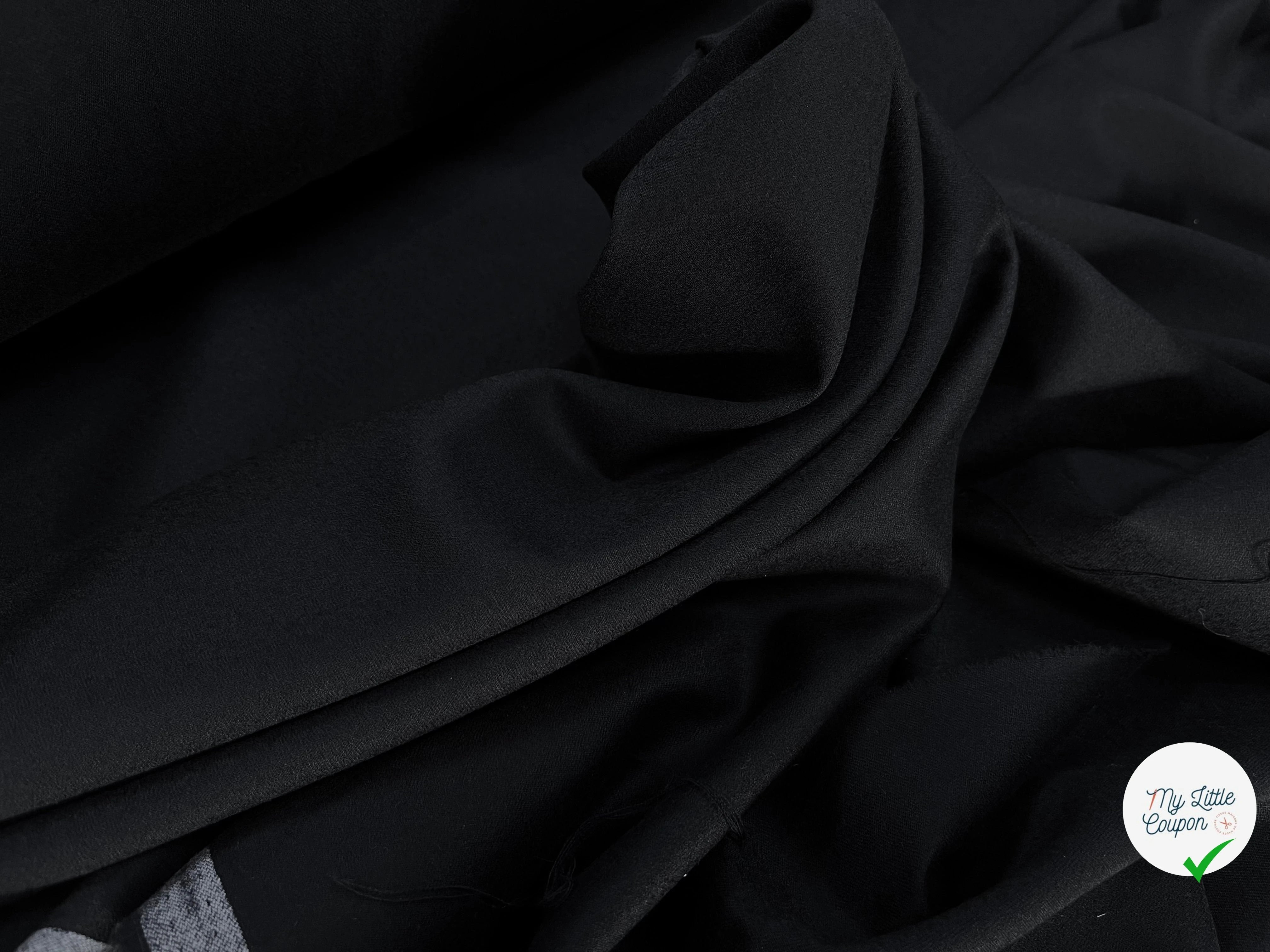 DRAPERIE DE LAINE FLANELLE NOIR DEPERLANTE - My Little Coupon