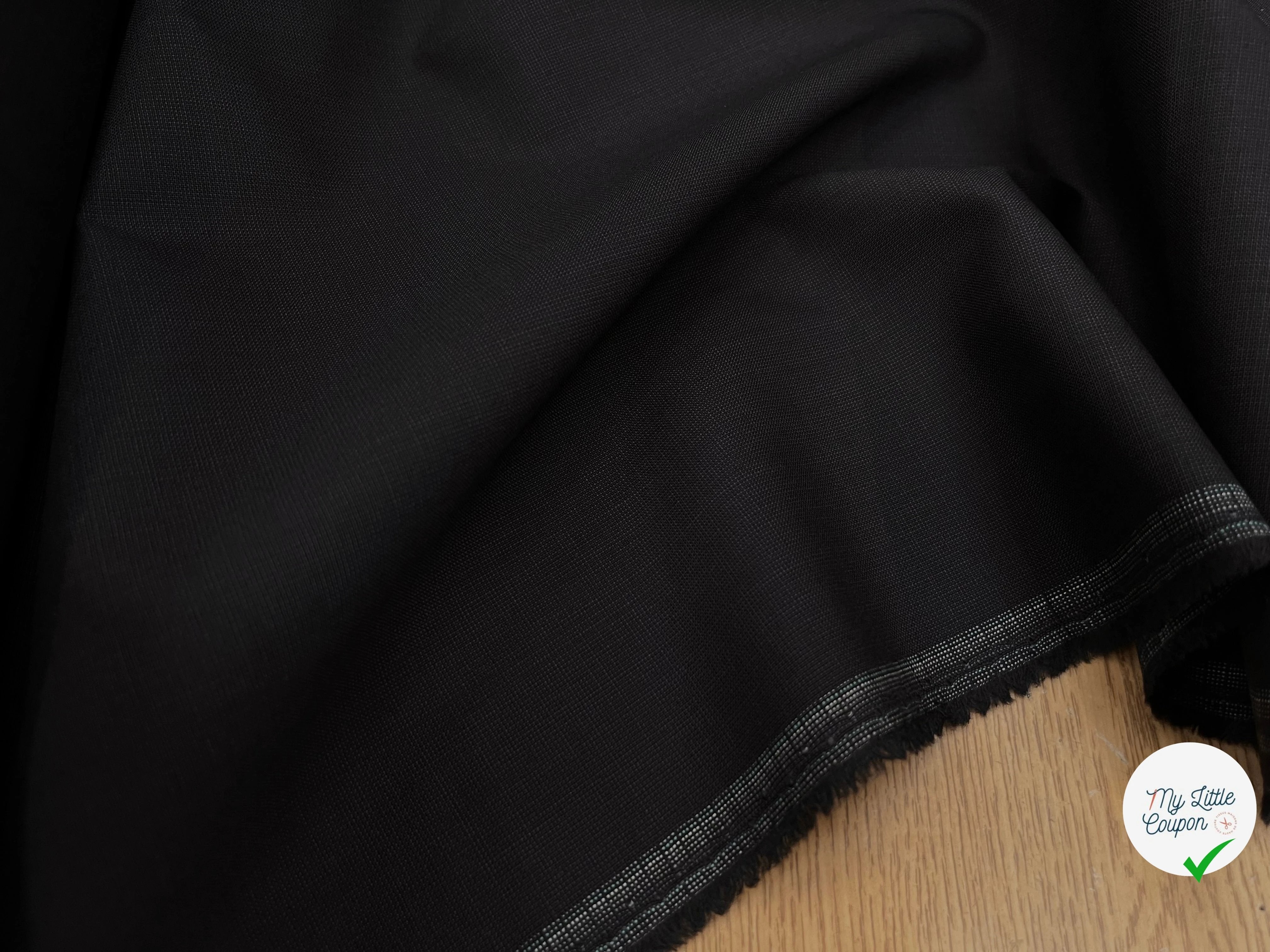 DRAPERIE DE LAINE GRIS BLEU NOIR DEPERLANTE FILS MULTICOLORES SUR LES LISIÈRES - My Little Coupon