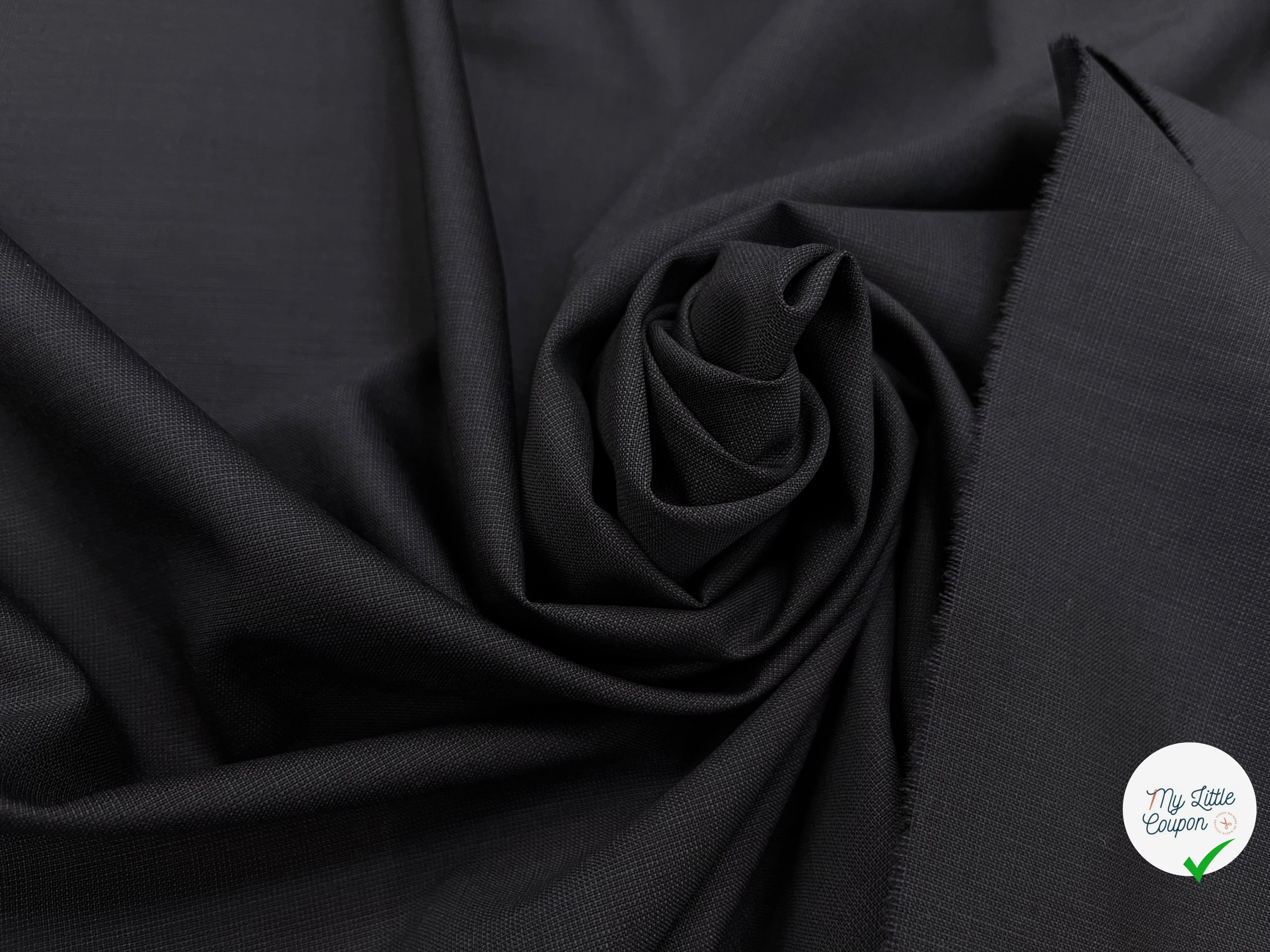 DRAPERIE DE LAINE GRIS BLEU NOIR DEPERLANTE FILS MULTICOLORES SUR LES LISIÈRES - My Little Coupon