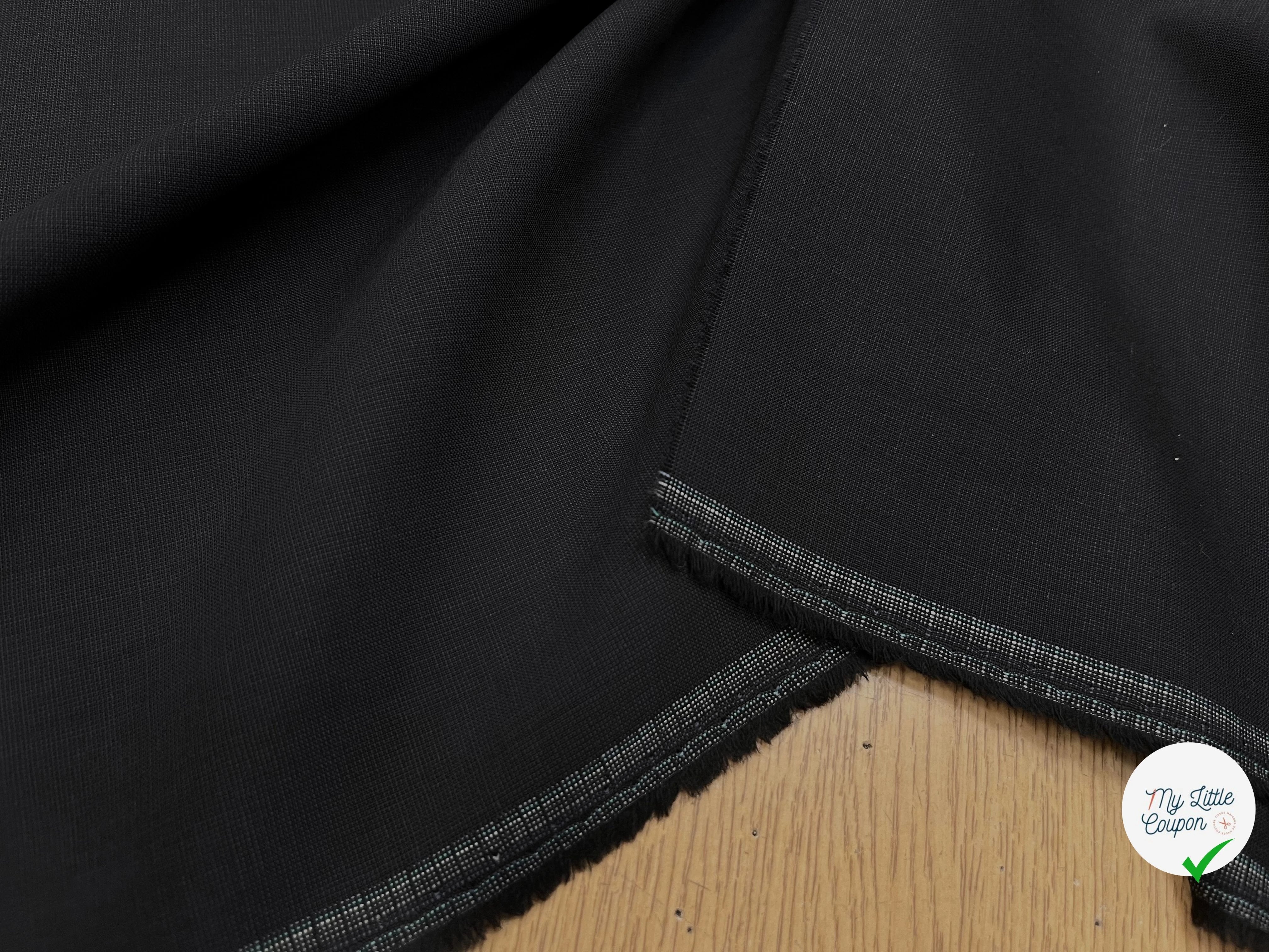 DRAPERIE DE LAINE GRIS BLEU NOIR DEPERLANTE FILS MULTICOLORES SUR LES LISIÈRES - My Little Coupon