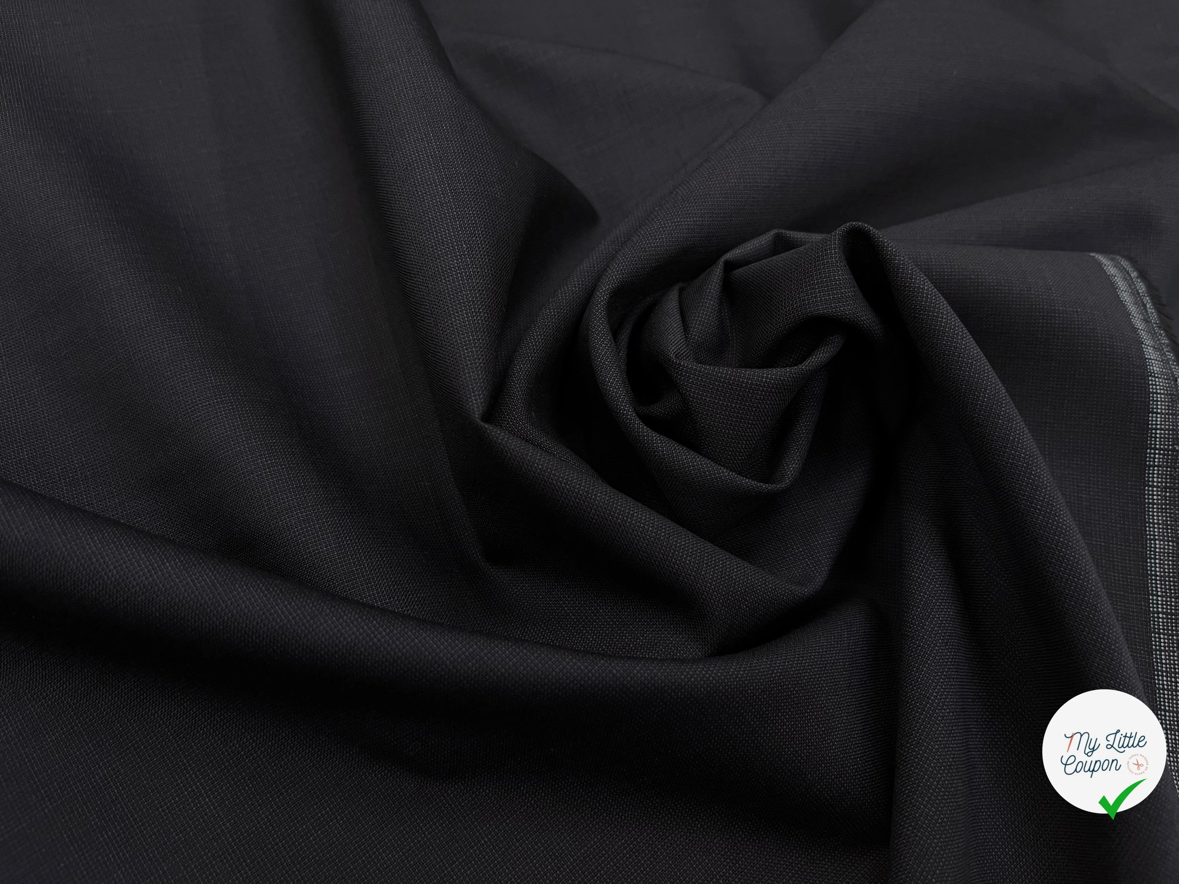 DRAPERIE DE LAINE GRIS BLEU NOIR DEPERLANTE FILS MULTICOLORES SUR LES LISIÈRES - My Little Coupon