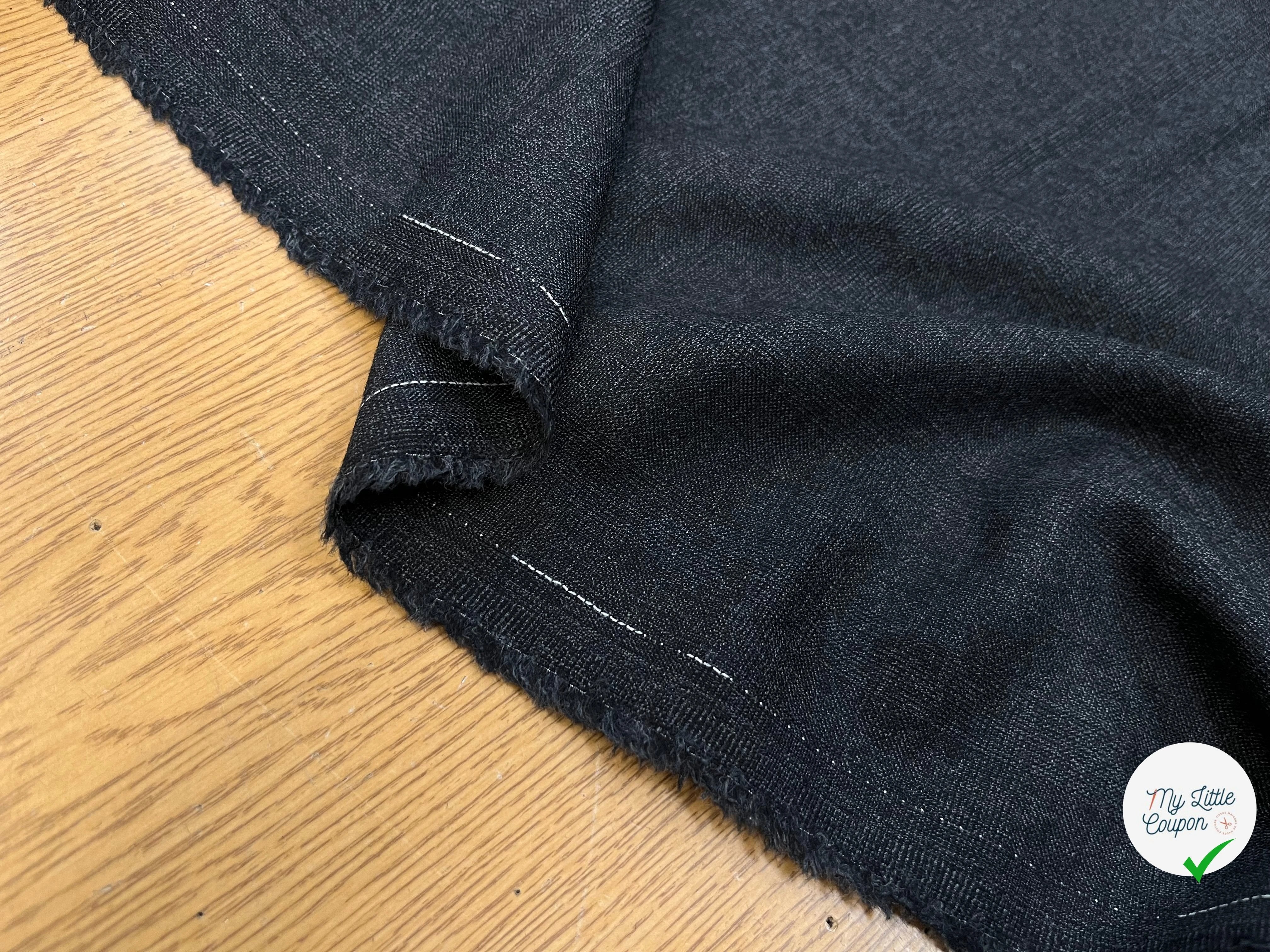 DRAPERIE DE LAINE GRIS CHINÉ FIL BLANC SUR LA LISIÈRE - My Little Coupon