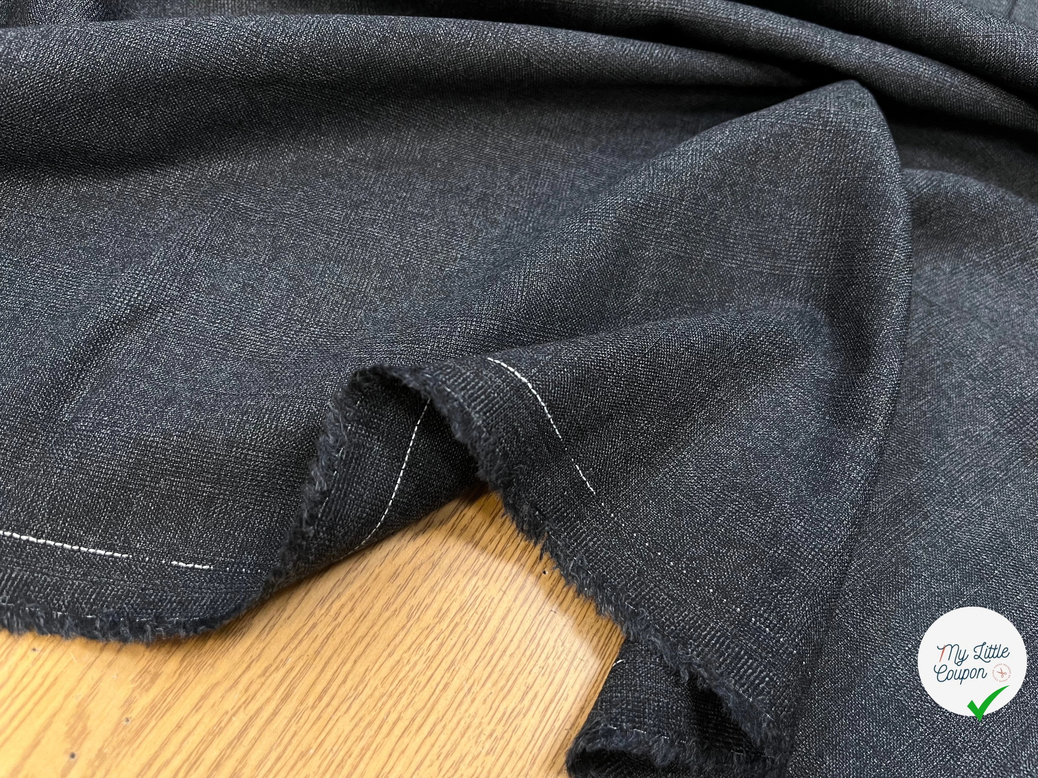 DRAPERIE DE LAINE GRIS CHINÉ FIL BLANC SUR LA LISIÈRE - My Little Coupon