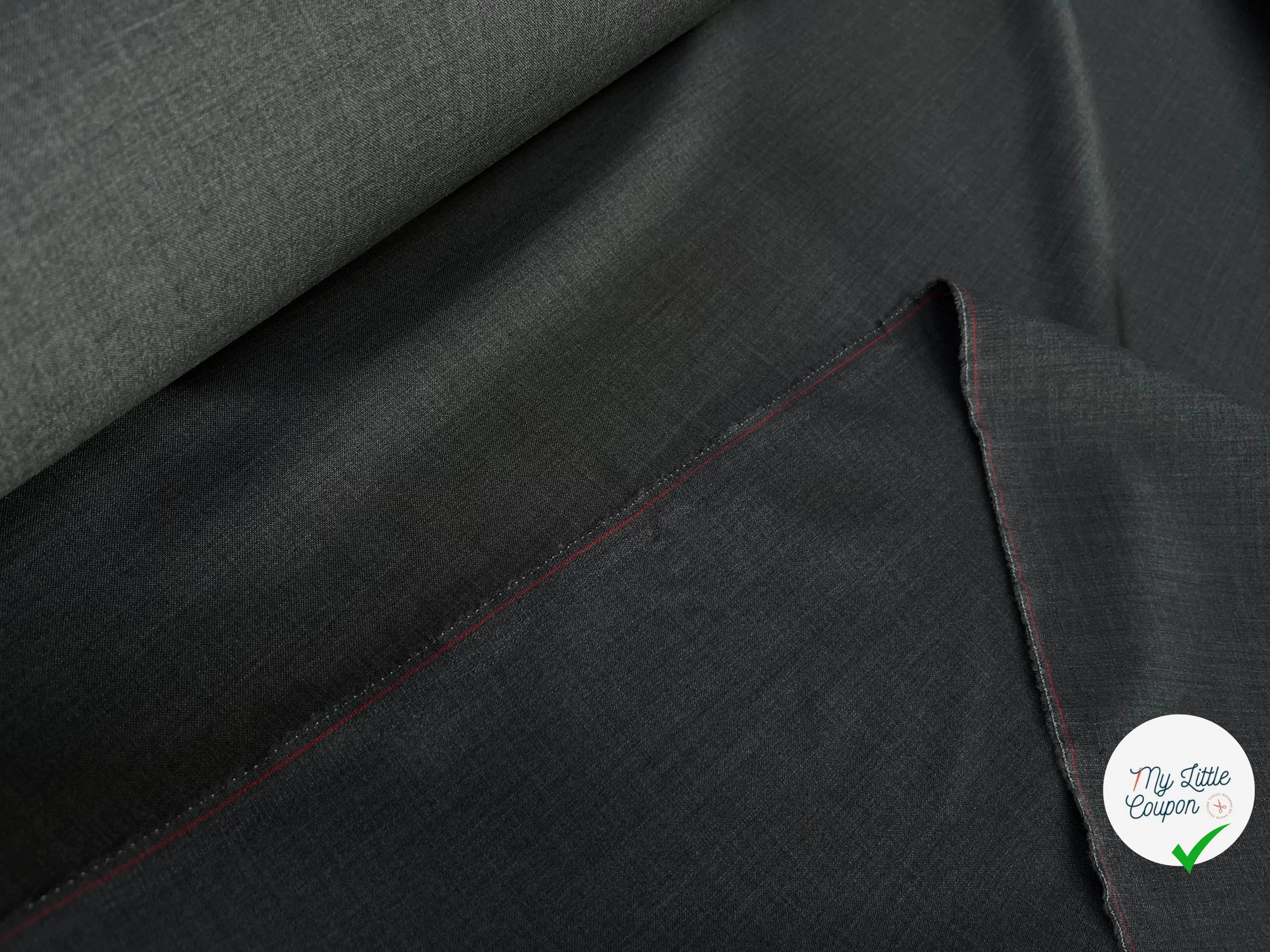 DRAPERIE DE LAINE GRIS DEPERLANTE FIL ROUGE SUR UNE LISIÈRE - My Little Coupon