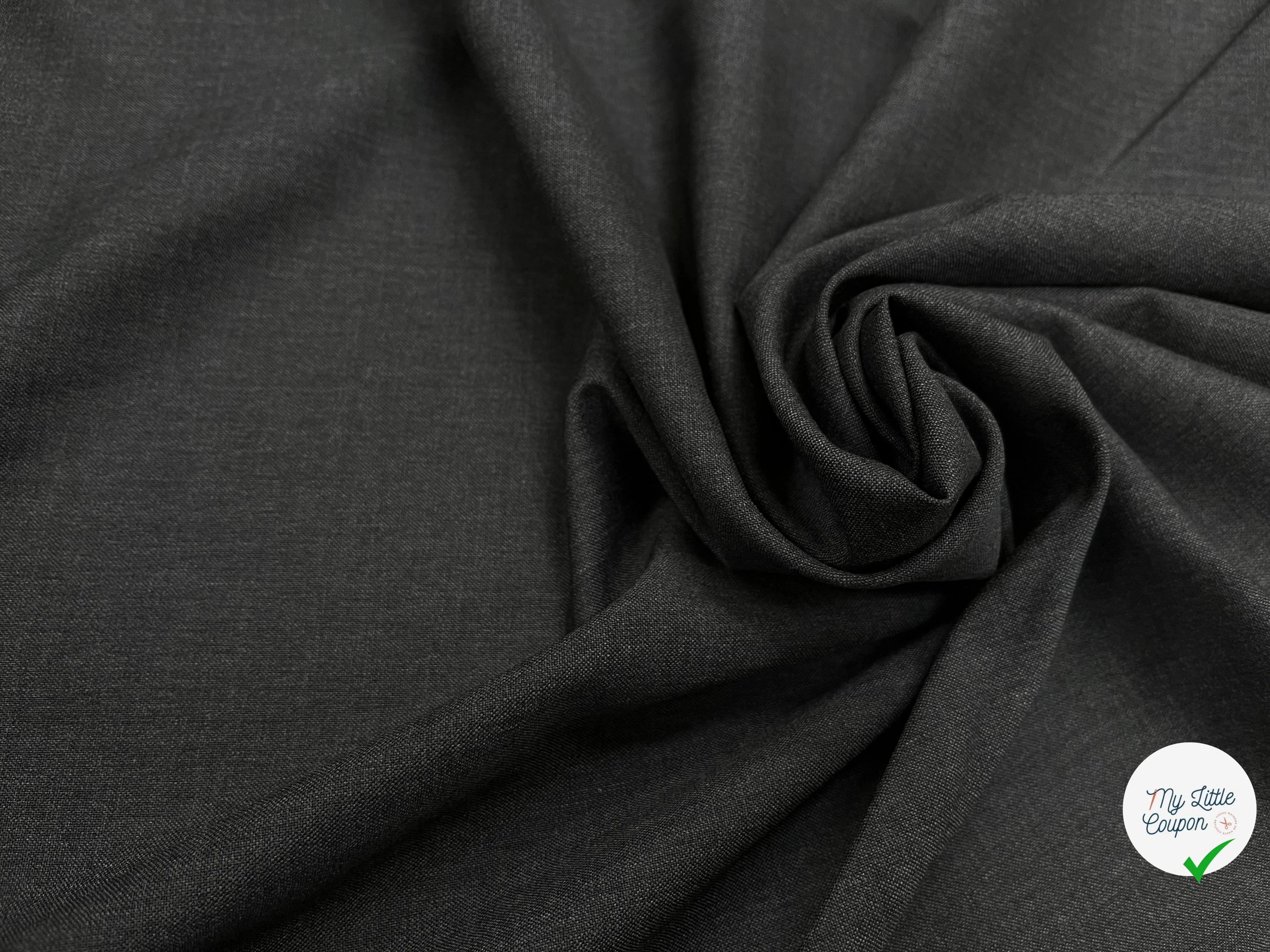 DRAPERIE DE LAINE GRIS FONCÉ ULTRA STRETCH & DEPERLANTE FILS MULTICOLORES SUR UNE LISIÈRE - My Little Coupon