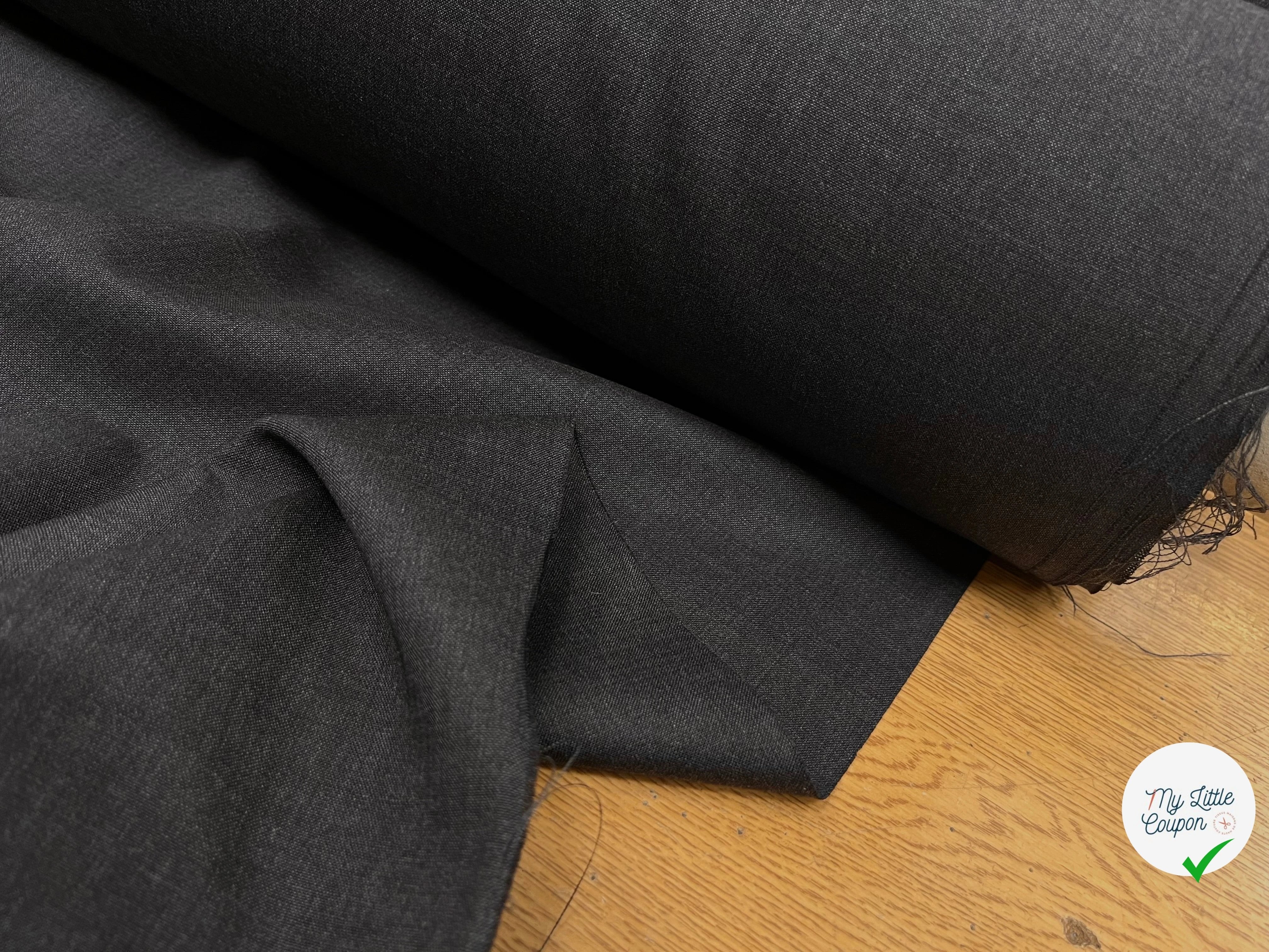 DRAPERIE DE LAINE GRIS FONCÉ ULTRA STRETCH & DEPERLANTE FILS MULTICOLORES SUR UNE LISIÈRE - My Little Coupon