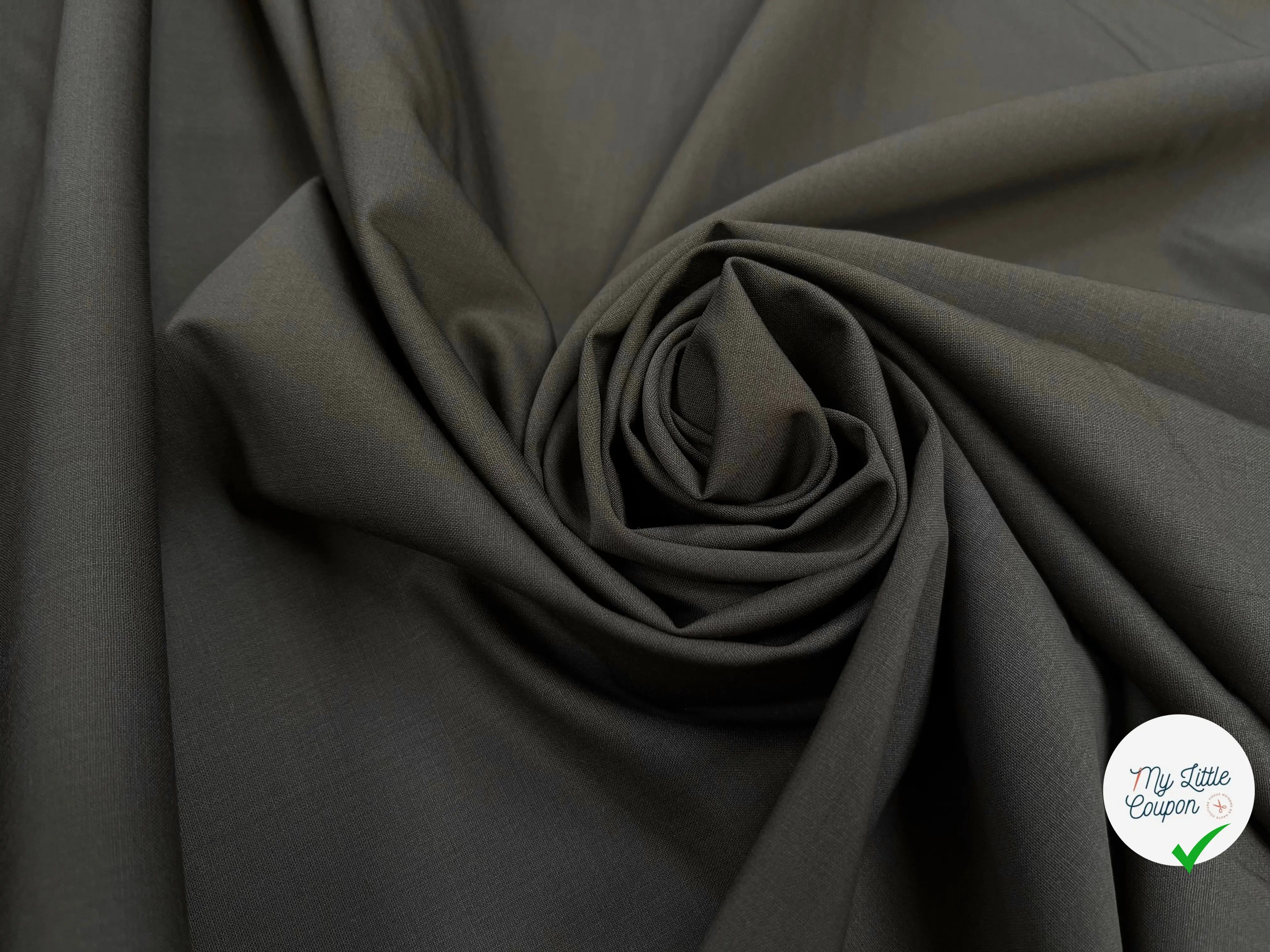 DRAPERIE DE LAINE GRIS KAKI STRETCH DEPERLANTE - My Little Coupon