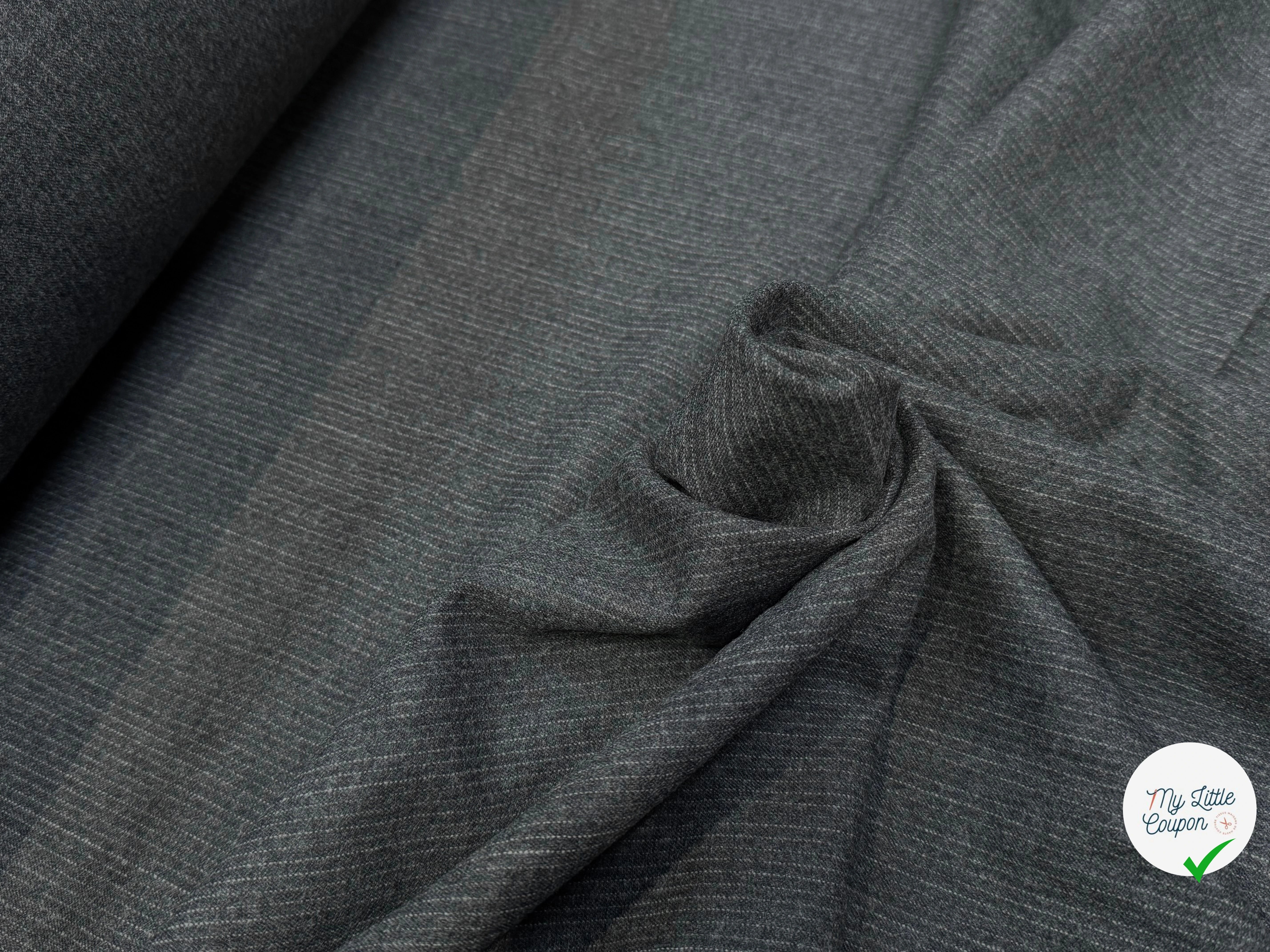 DRAPERIE DE LAINE GRISE FINE RAYURES BLANCHE 100%W - My Little Coupon