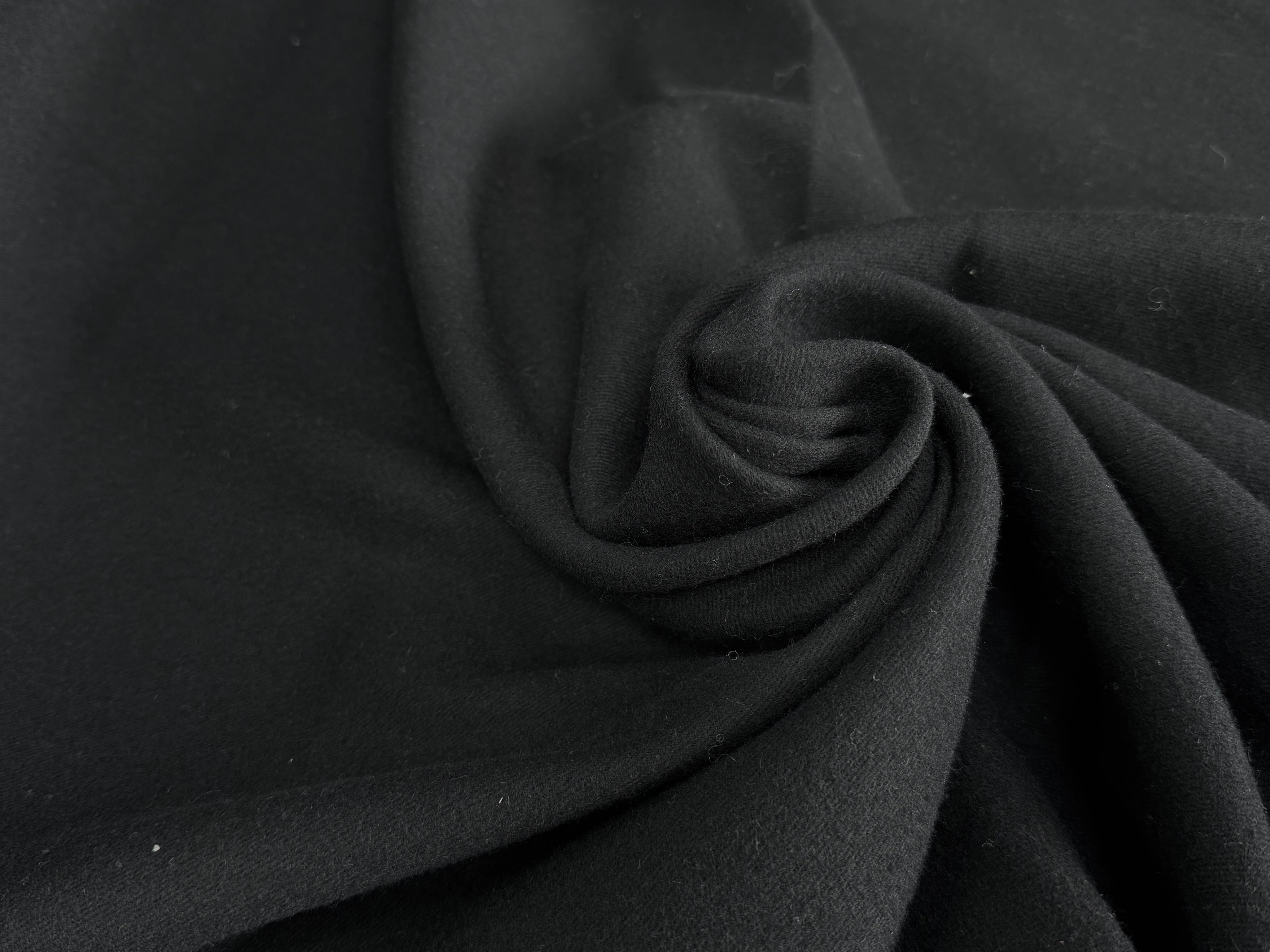 DRAPERIE DE LAINE LOURDE SERGÉE ENDROIT GRATTÉ NOIR SUBLIMISSIME - My Little Coupon