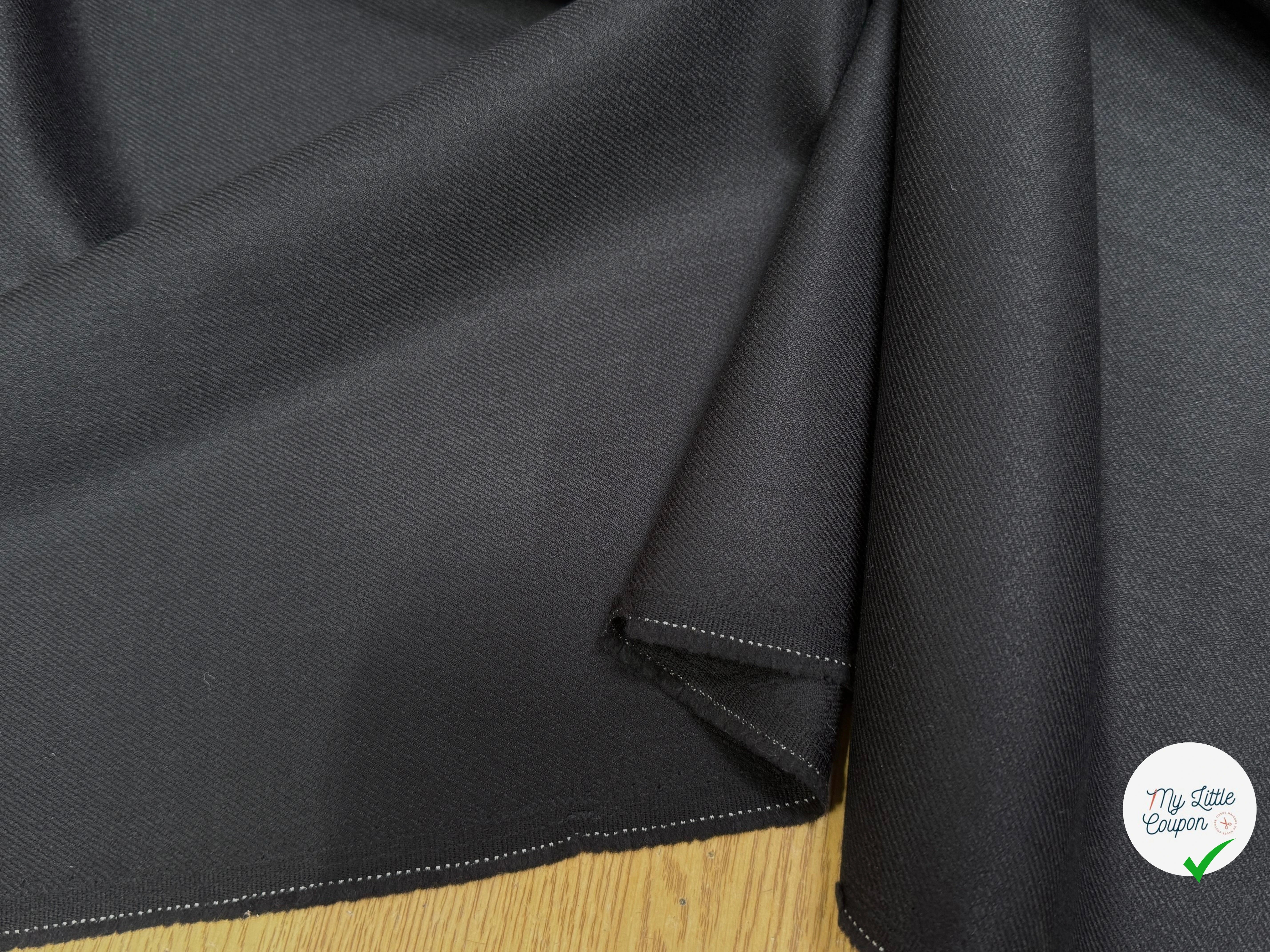 DRAPERIE DE LAINE NOBLE SATINÉE NOIR STRETCH - My Little Coupon