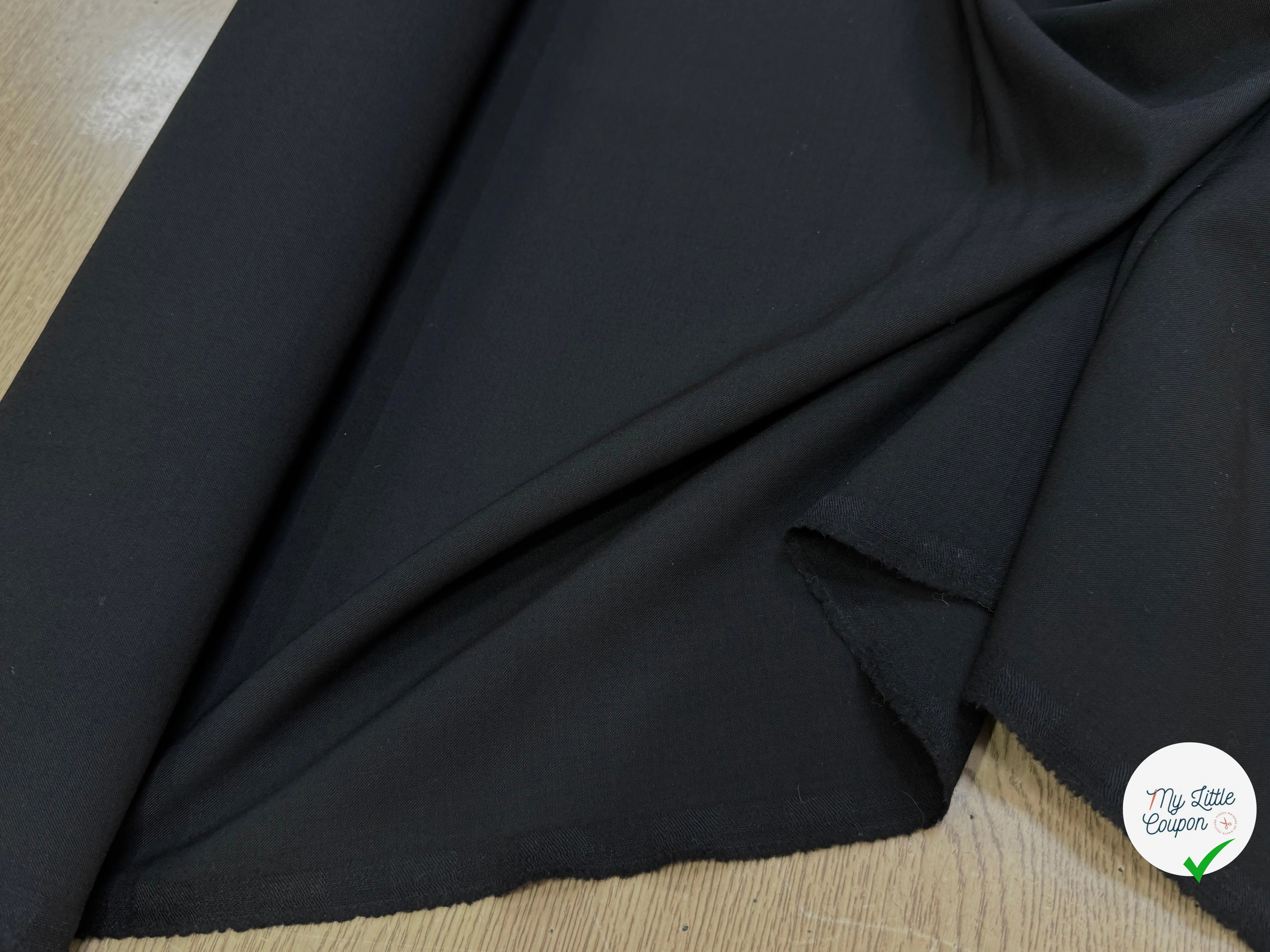 DRAPERIE DE LAINE NOIR ULTRA BELLE NOIR 77% LAINE VIERGE STRETCH - My Little Coupon