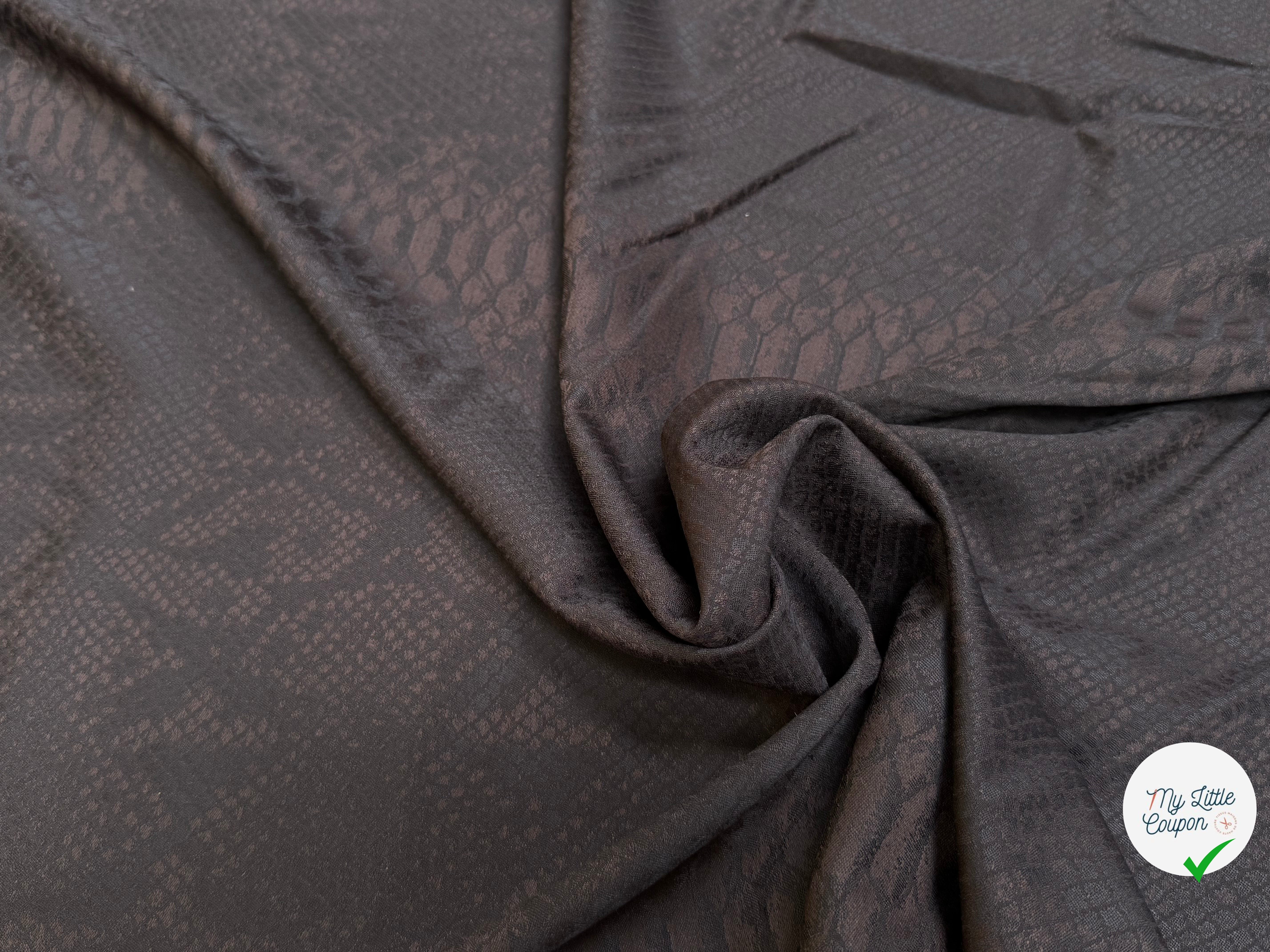 DRAPERIE DE LAINE PYTHON MARRON NOIR LÉGÈREMENT SATINÉE TRÈS CHIC - My Little Coupon