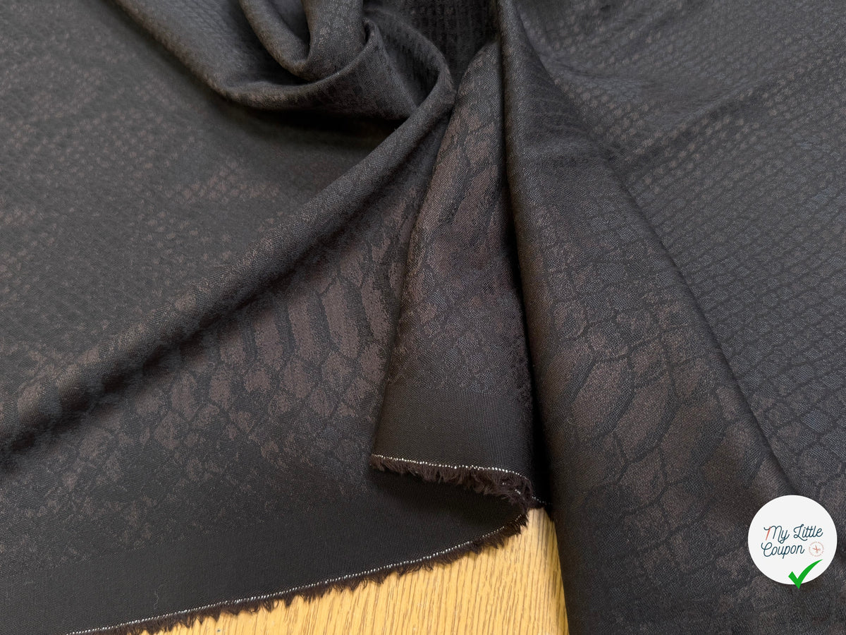 DRAPERIE DE LAINE PYTHON MARRON NOIR LÉGÈREMENT SATINÉE TRÈS CHIC - My Little Coupon